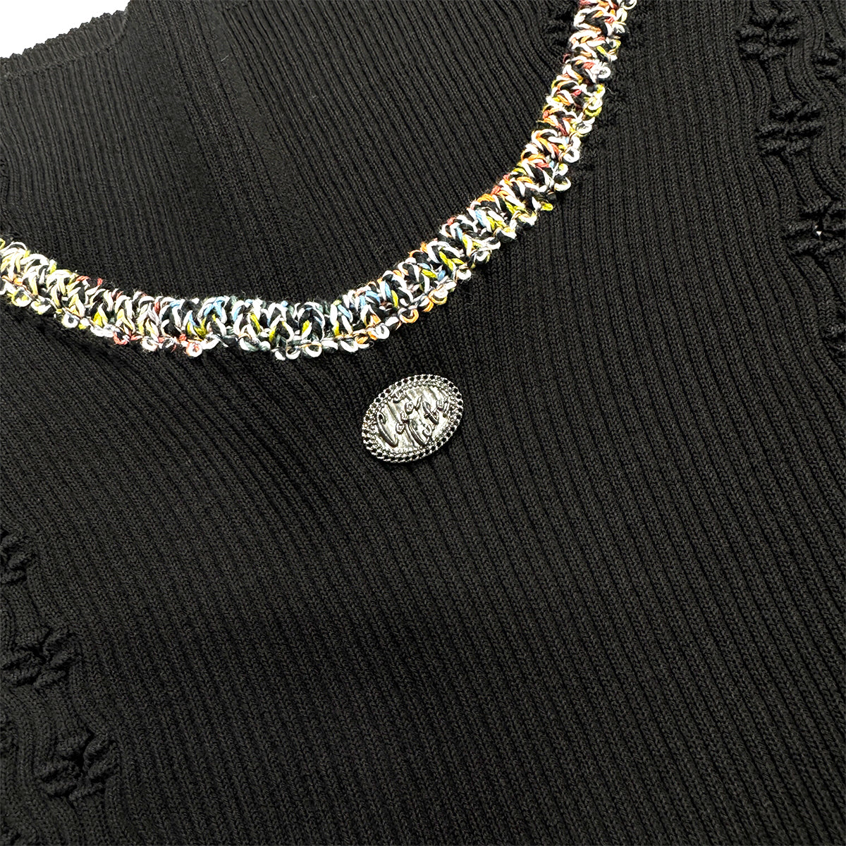 CHANEL VINTAGE COCOMARK SLEEVELESS TOPS BLACK COTTON 40 P55 RTW 90284442