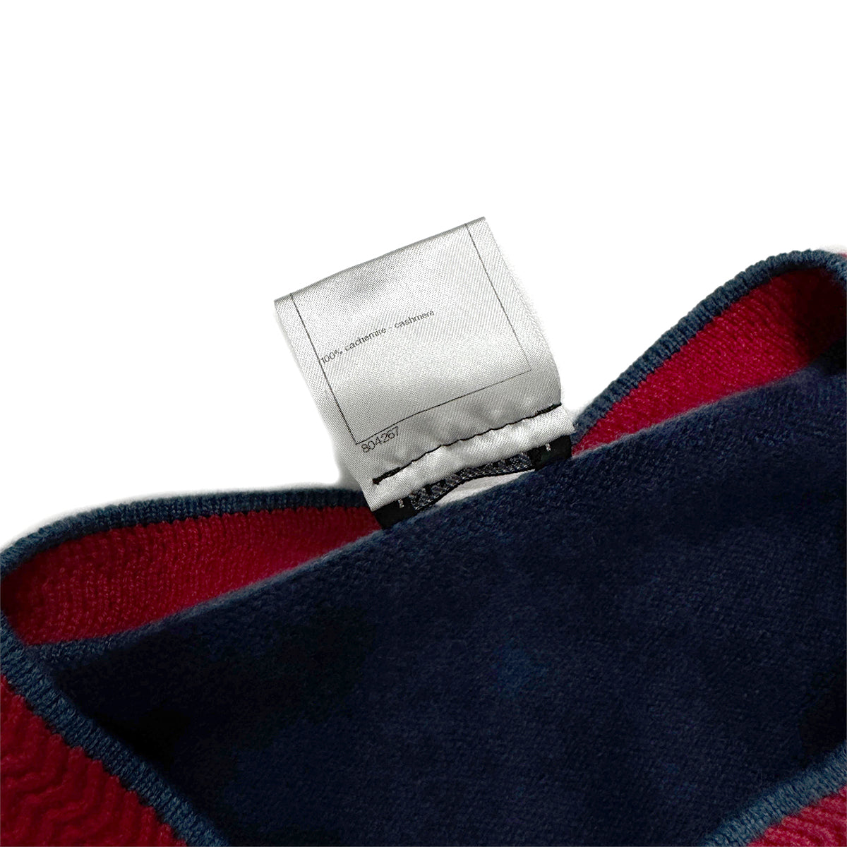 CHANEL VINTAGE COCO BUTTON KINT CARDIGAN NAVY RED CASHMERE 40 P45 RTW 90284443