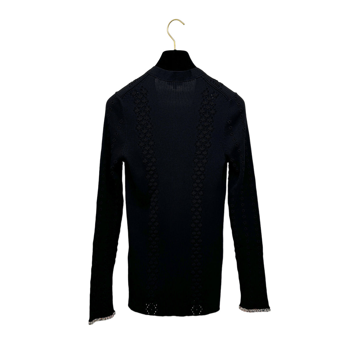 CHANEL VINTAGE LOGO BUTTON CARDIGAN TOPS BLACK COTTON 40 P55 RTW 90284446