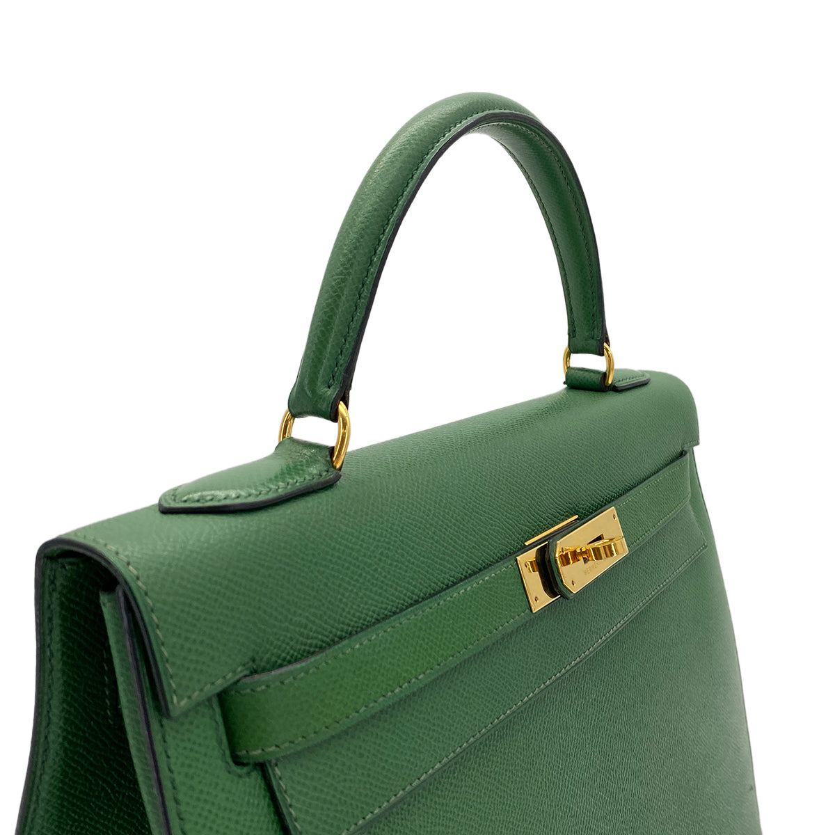 HERMES KELLY 32 SELLIER GREEN COUCHEVEL HAND SHOULDER BAG 〇W GHW 90284468