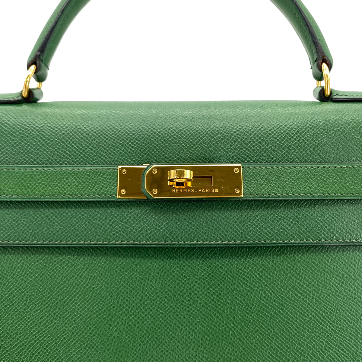 HERMES KELLY 32 SELLIER GREEN COUCHEVEL HAND SHOULDER BAG 〇W GHW 90284468