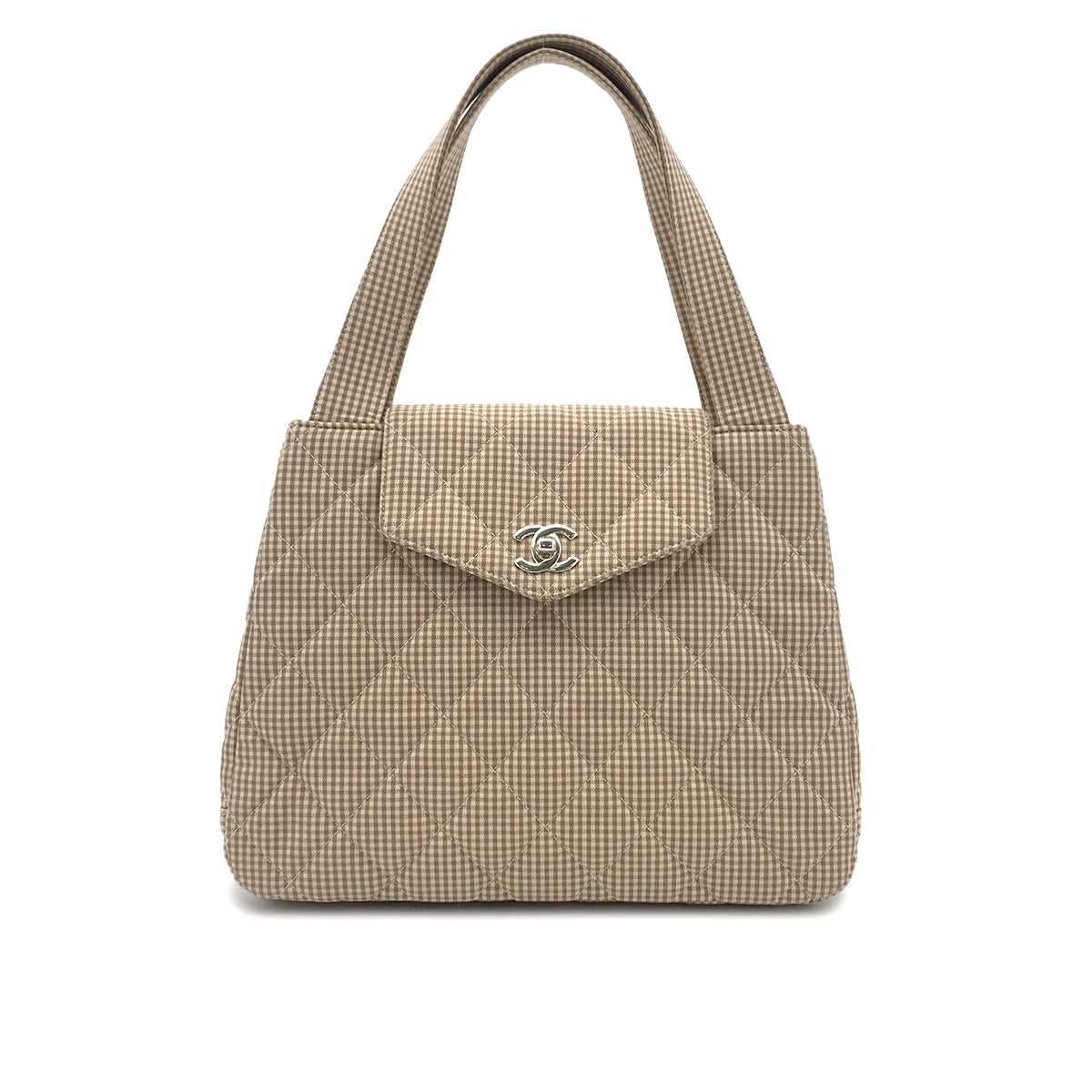 CHANEL VINTAGE MATELASSE CHECK PATTERN HAND BAG BEIGE CANVAS 90284470