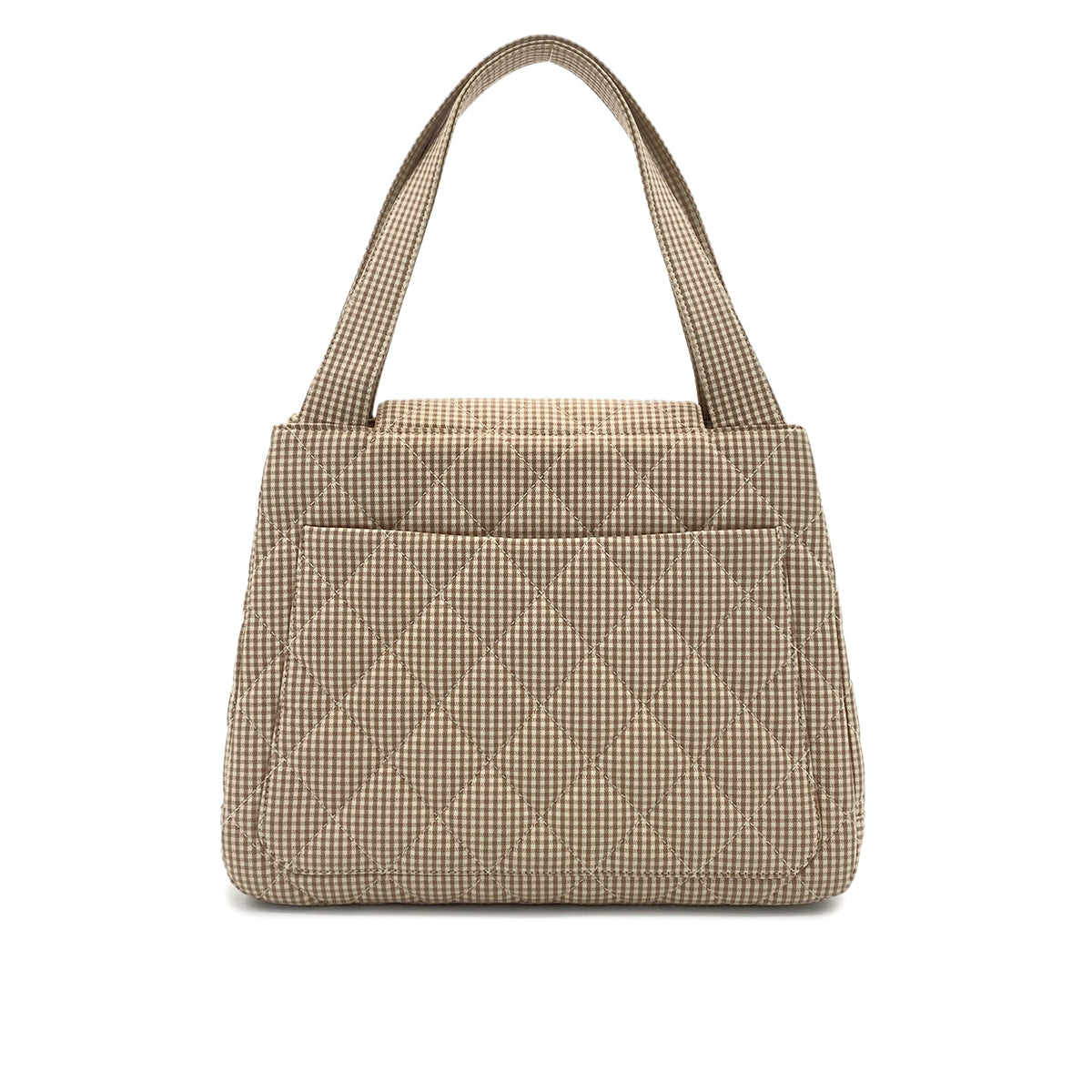 CHANEL VINTAGE MATELASSE CHECK PATTERN HAND BAG BEIGE CANVAS 90284470