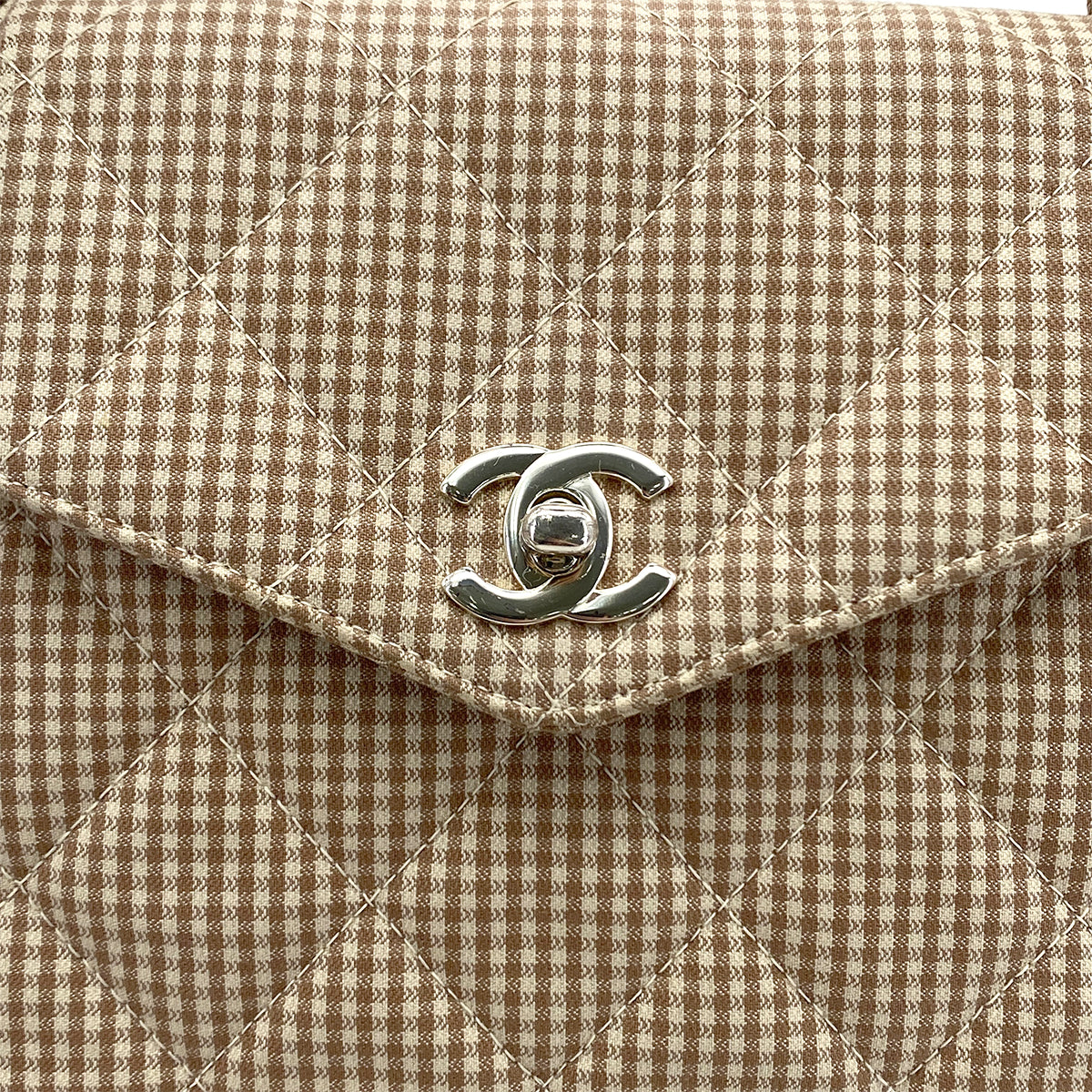 CHANEL VINTAGE MATELASSE CHECK PATTERN HAND BAG BEIGE CANVAS 90284470