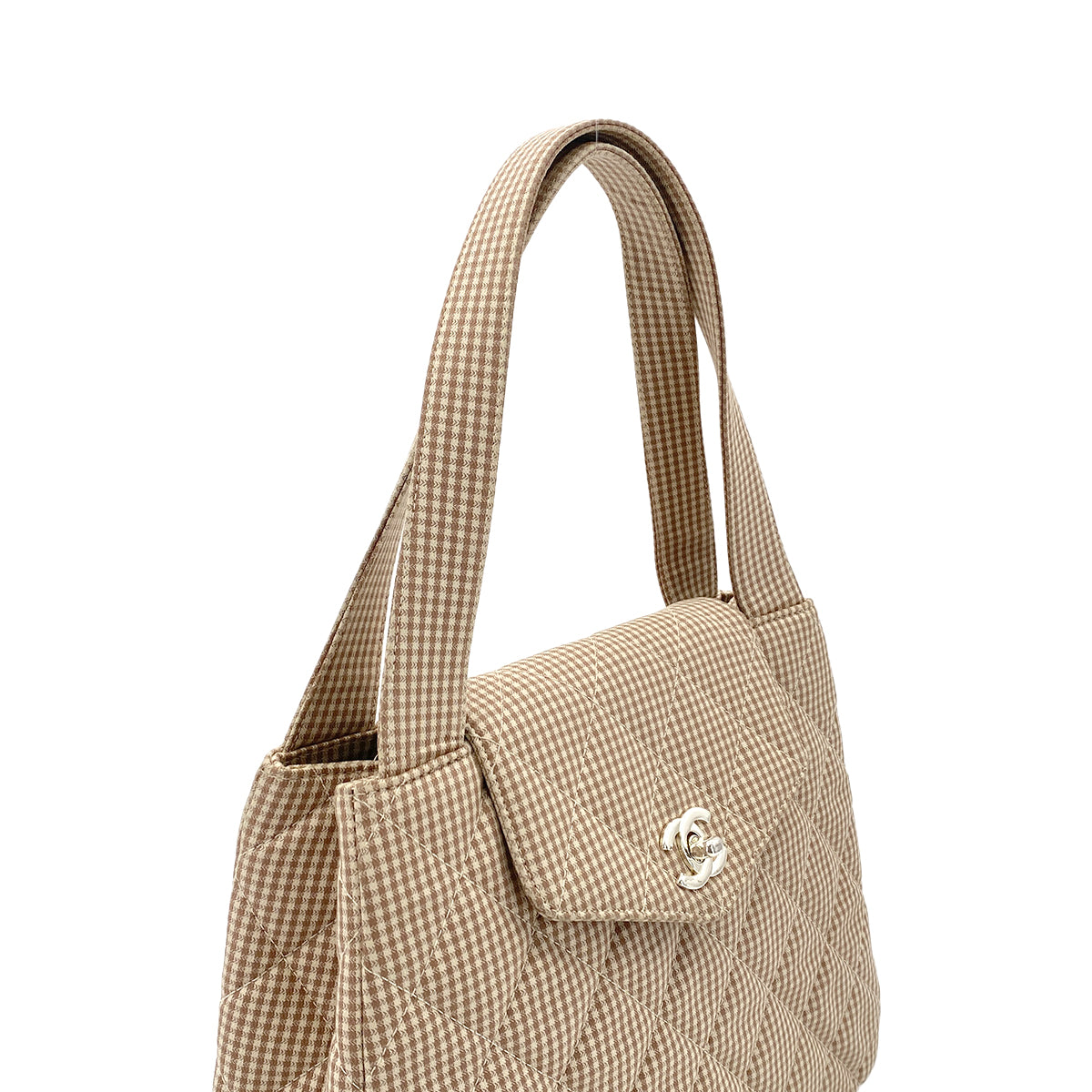 CHANEL VINTAGE MATELASSE CHECK PATTERN HAND BAG BEIGE CANVAS 90284470