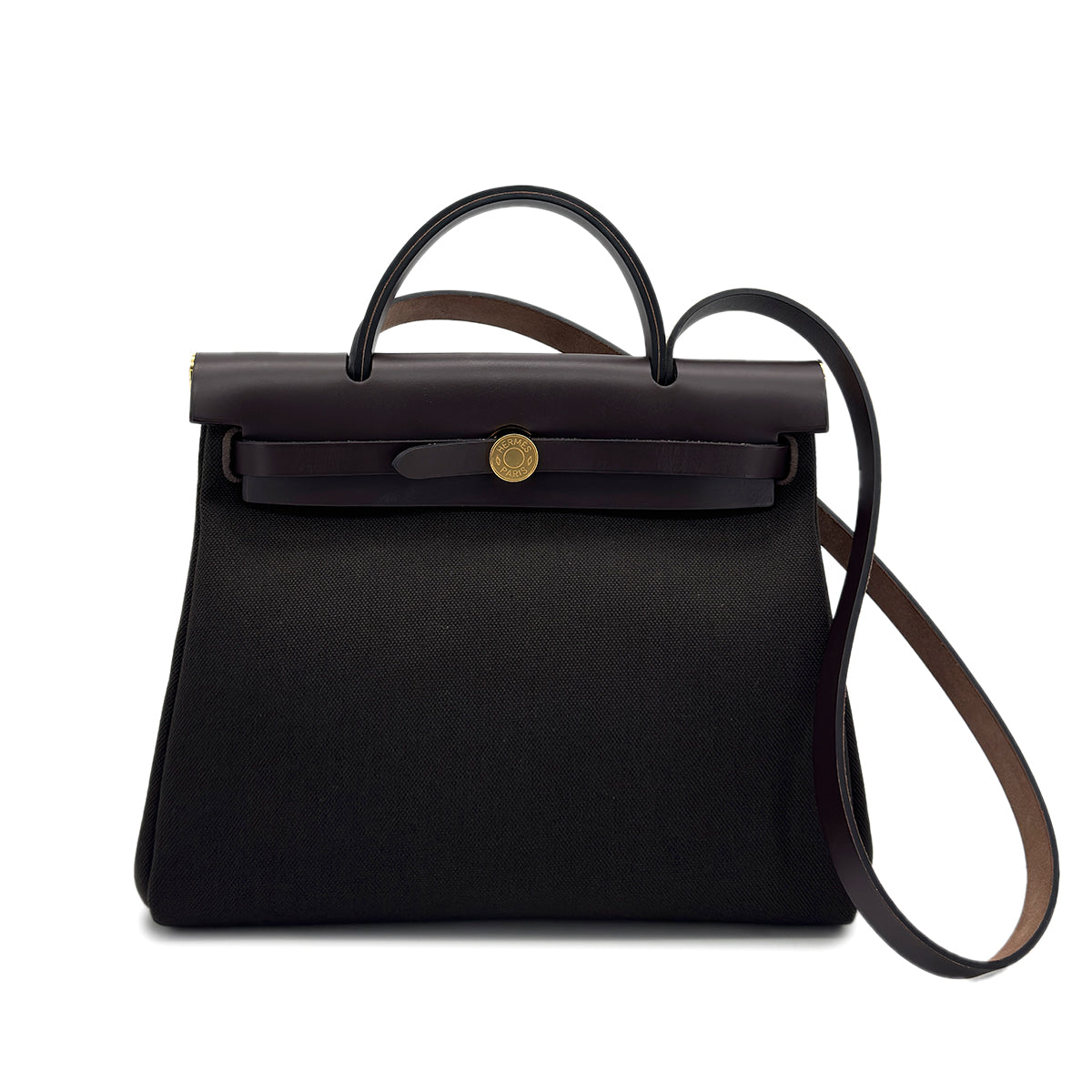 HERMES HERBAG ZIP PM 31 HAND SHOULDER BAG VERT MAQUIS VACHE HUNTER TOILE MILITAIRE W 90284557