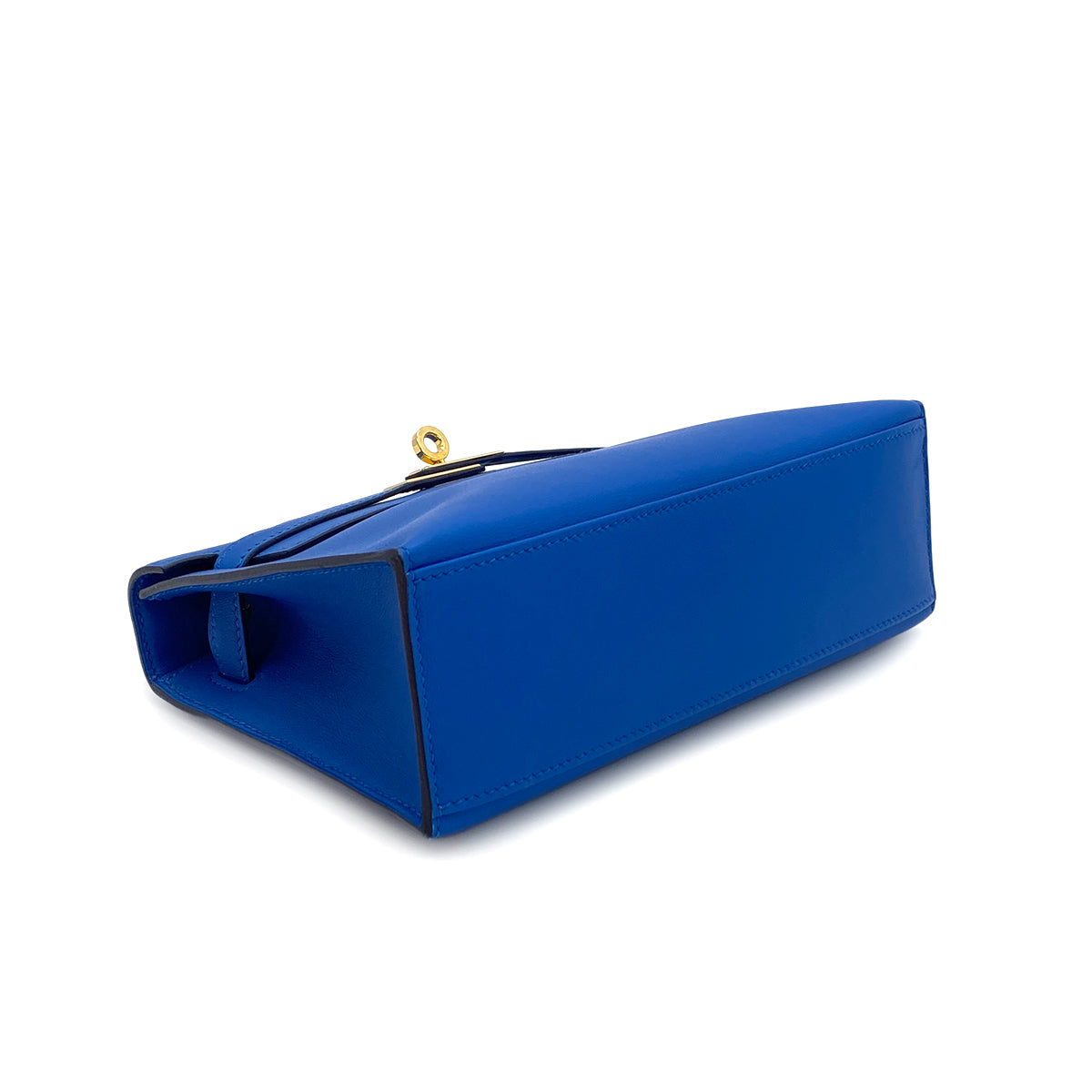 HERMES KELLY POCHETTE SELLIER BLUE ZELLIGE SWIFT HAND BAG C GHW 90284558