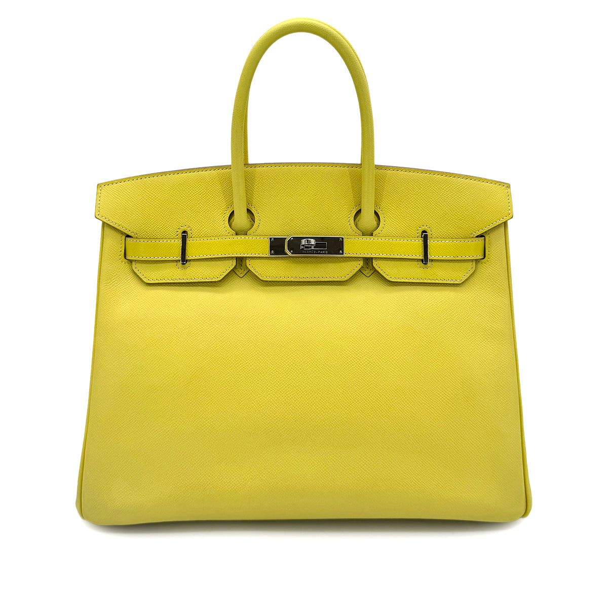 HERMES CANDY BIRKIN 35 LIME GRIS PERLE VEAU EPSOM HAND BAG □O SHW 90284559