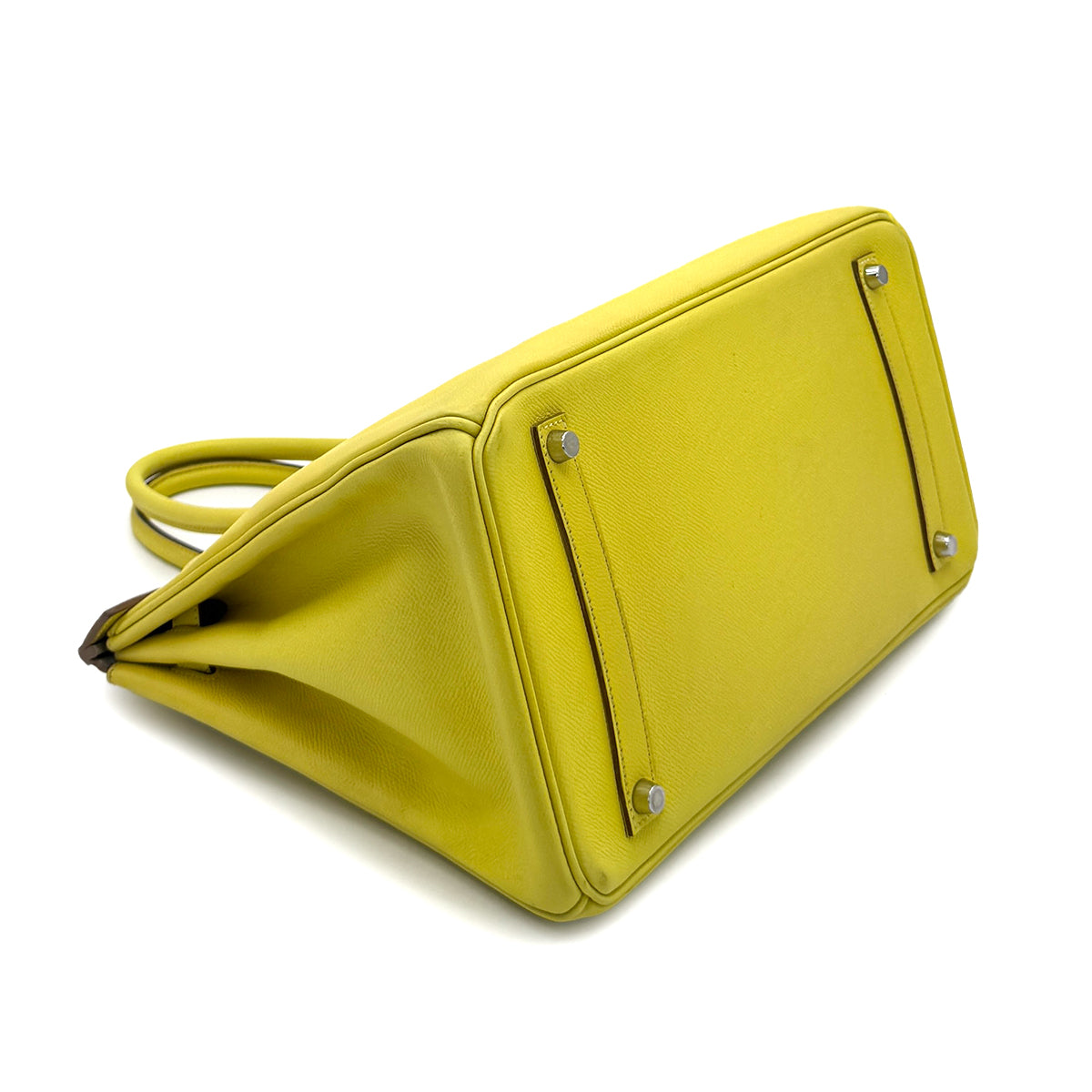 HERMES CANDY BIRKIN 35 LIME GRIS PERLE VEAU EPSOM HAND BAG □O SHW 90284559