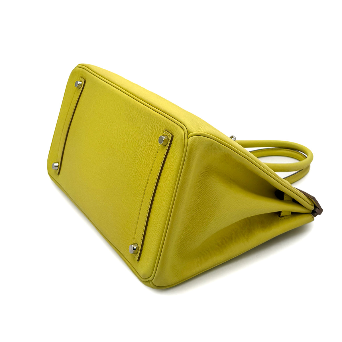 HERMES CANDY BIRKIN 35 LIME GRIS PERLE VEAU EPSOM HAND BAG □O SHW 90284559