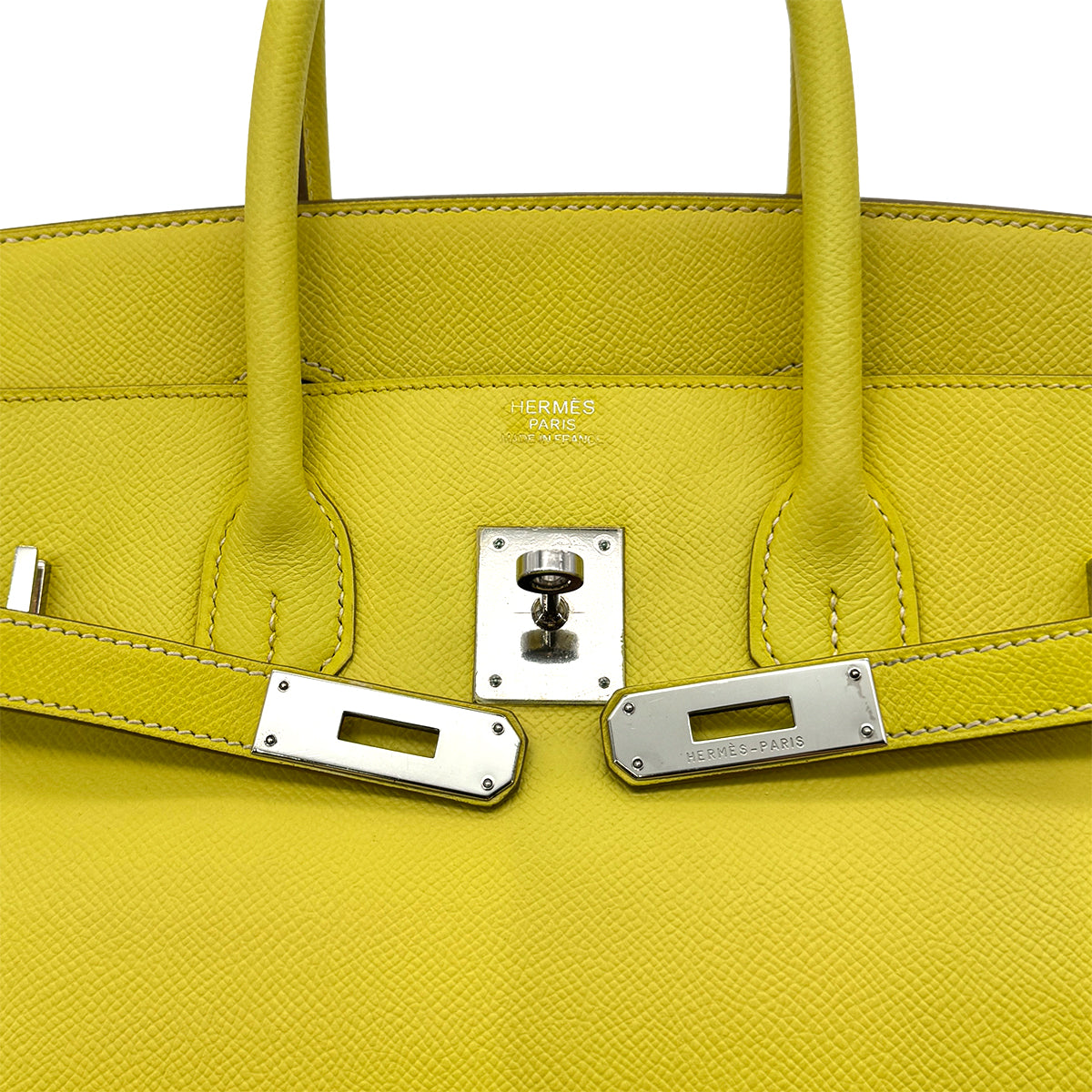 HERMES CANDY BIRKIN 35 LIME GRIS PERLE VEAU EPSOM HAND BAG □O SHW 90284559