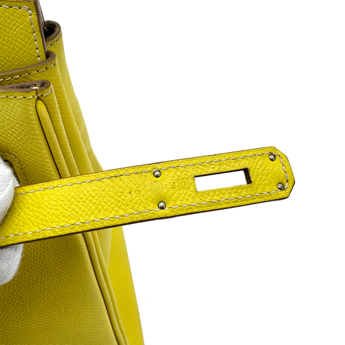 HERMES CANDY BIRKIN 35 LIME GRIS PERLE VEAU EPSOM HAND BAG □O SHW 90284559