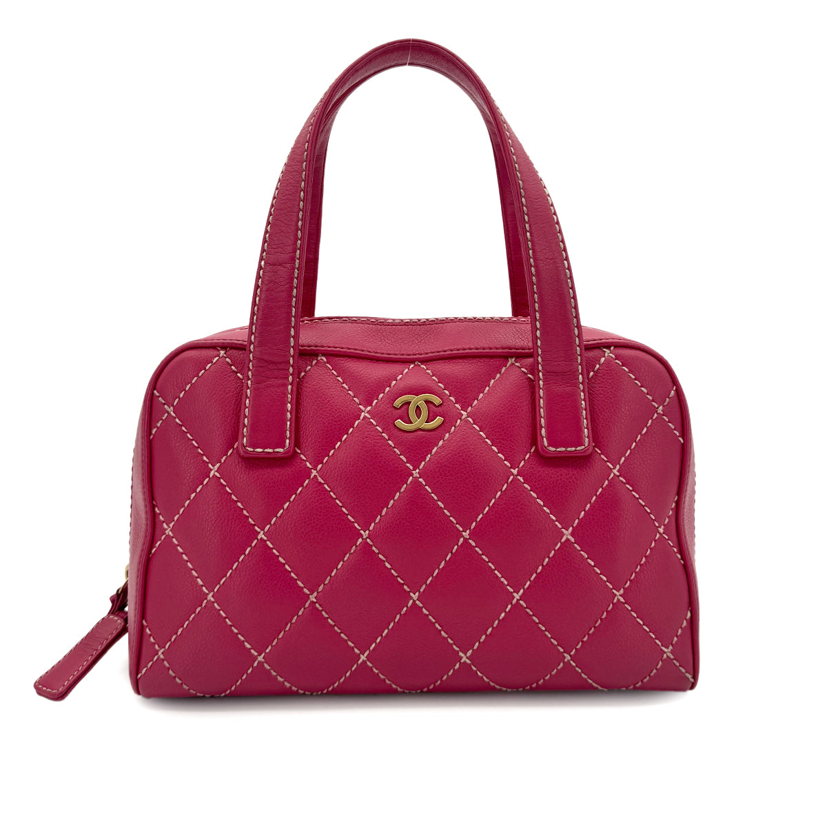 CHANEL VINTAGE WILD STITCH HAND BAG PINK LEATHER 90284560