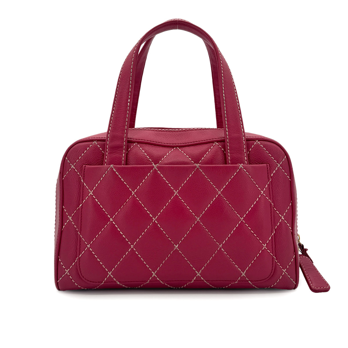 CHANEL VINTAGE WILD STITCH HAND BAG PINK LEATHER 90284560