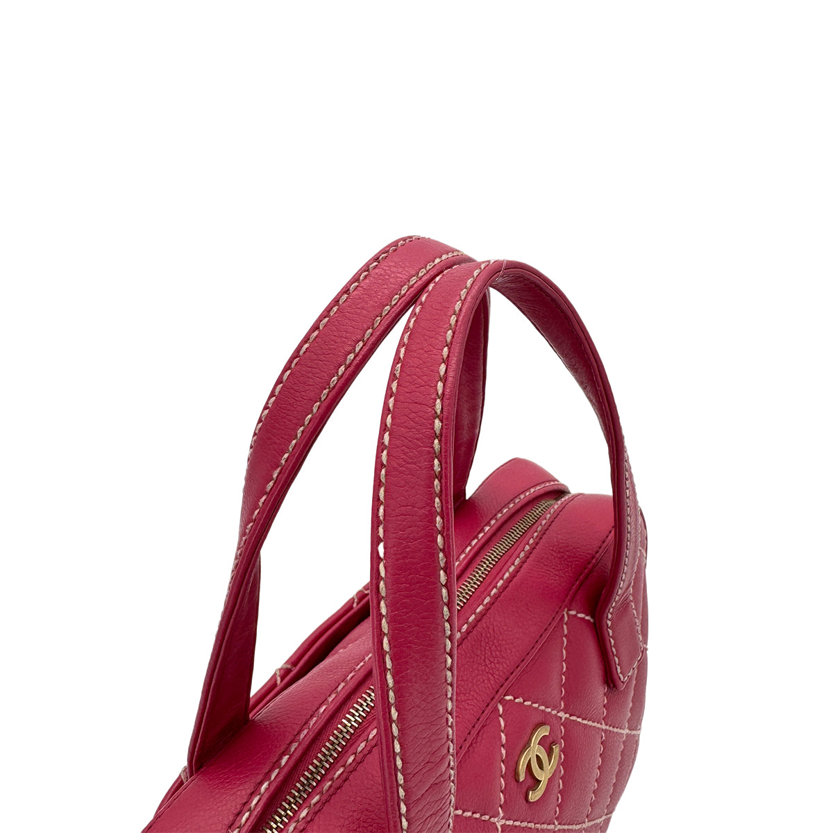 CHANEL VINTAGE WILD STITCH HAND BAG PINK LEATHER 90284560