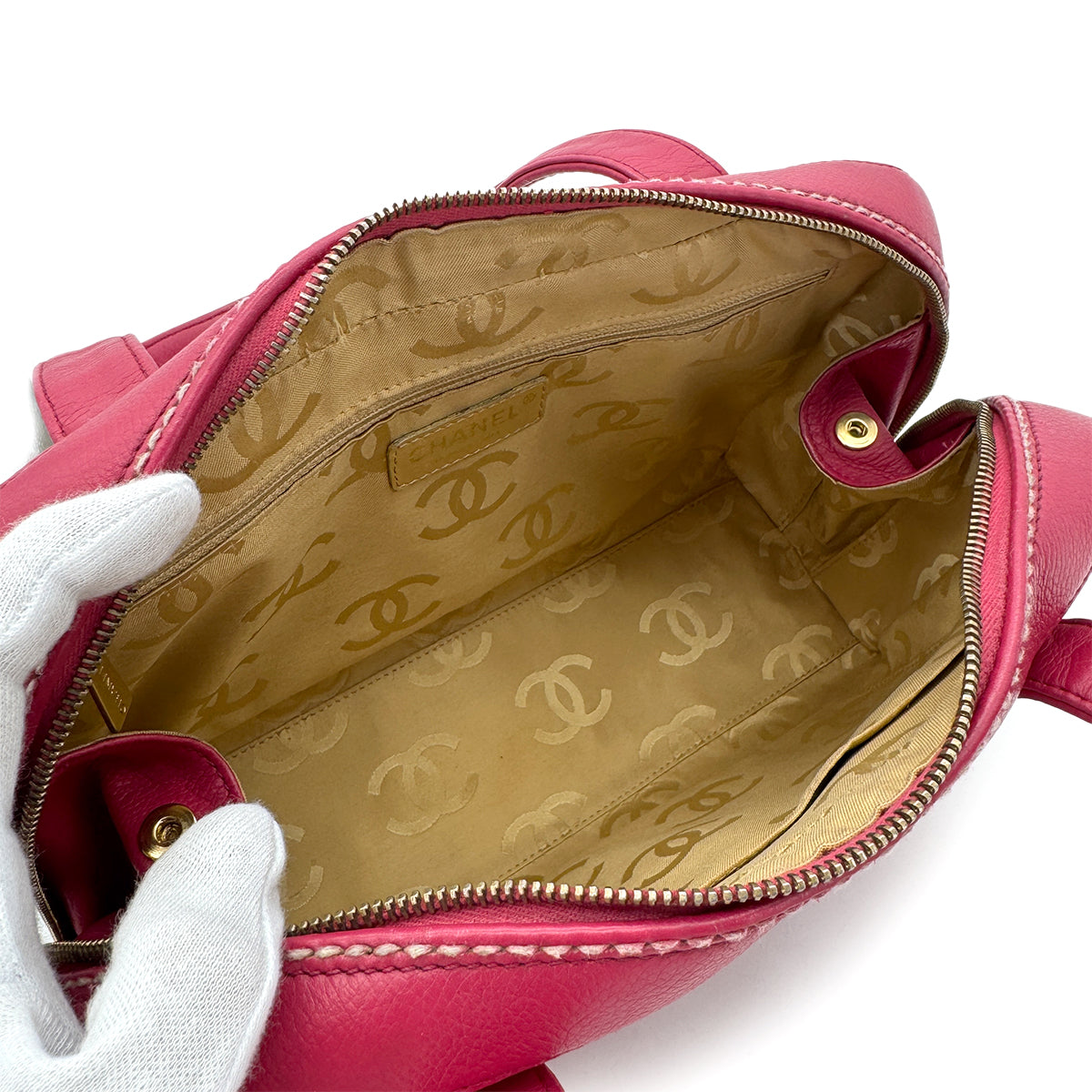 CHANEL VINTAGE WILD STITCH HAND BAG PINK LEATHER 90284560