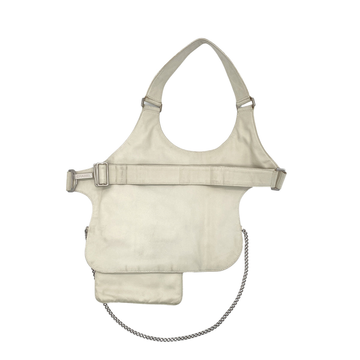 CHANEL VINTAGE COCOMARK RUNWAY FALL 2003 COLLECTION MATELASSE BODY BAG WHITE LAMB SKIN 90284561