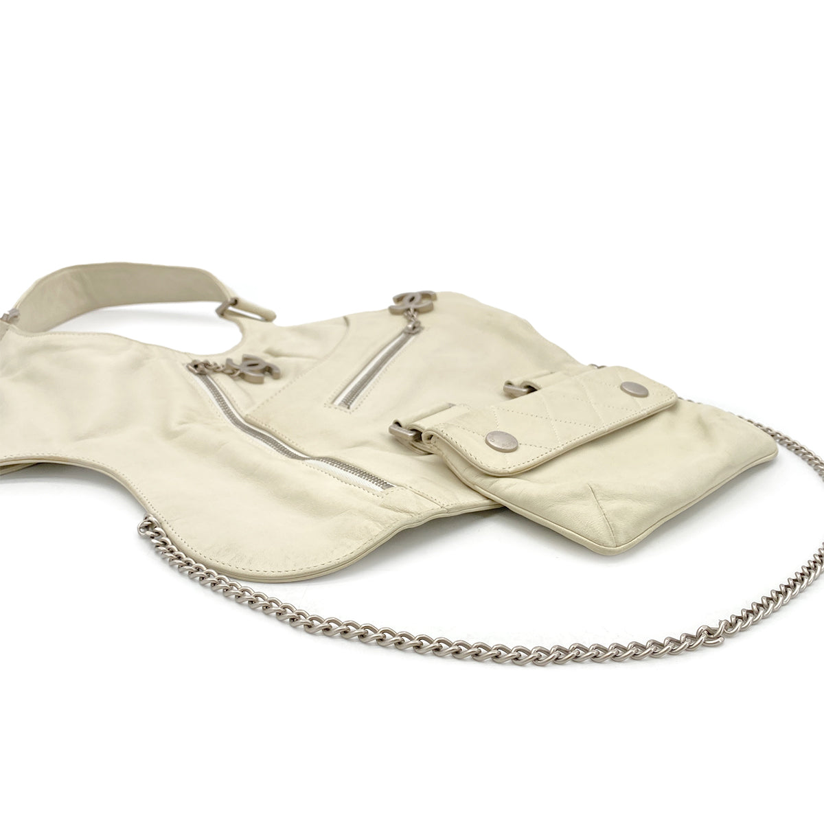 CHANEL VINTAGE COCOMARK RUNWAY FALL 2003 COLLECTION MATELASSE BODY BAG WHITE LAMB SKIN 90284561