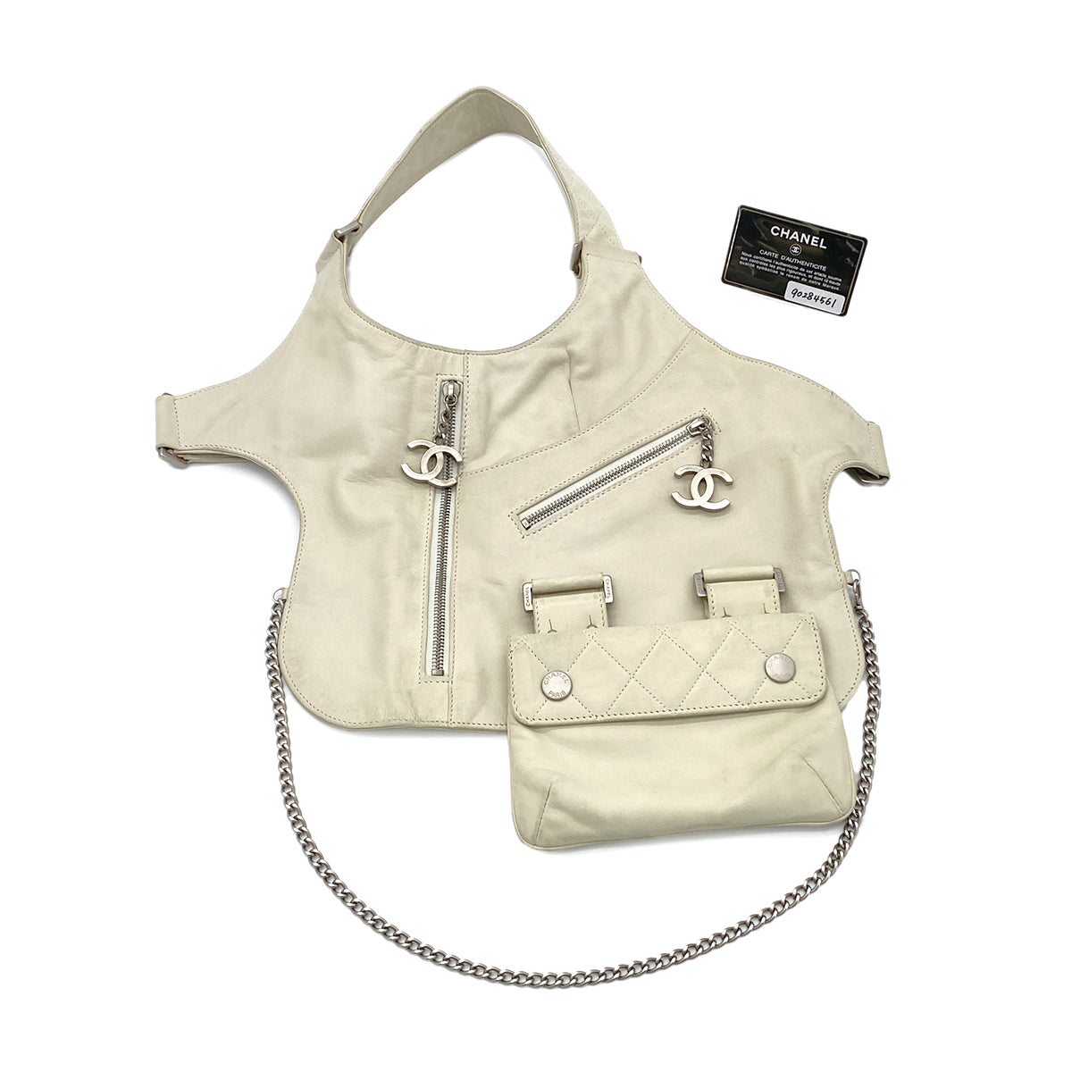 CHANEL VINTAGE COCOMARK RUNWAY FALL 2003 COLLECTION MATELASSE BODY BAG WHITE LAMB SKIN 90284561