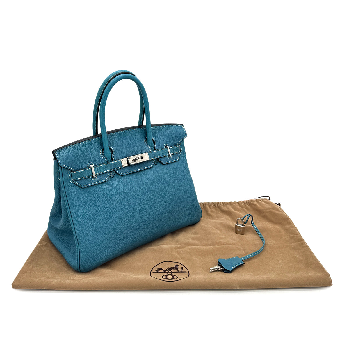 HERMES BIRKIN 30 BLEU JEAN TOGO HAND BAG □G SHW 90284562