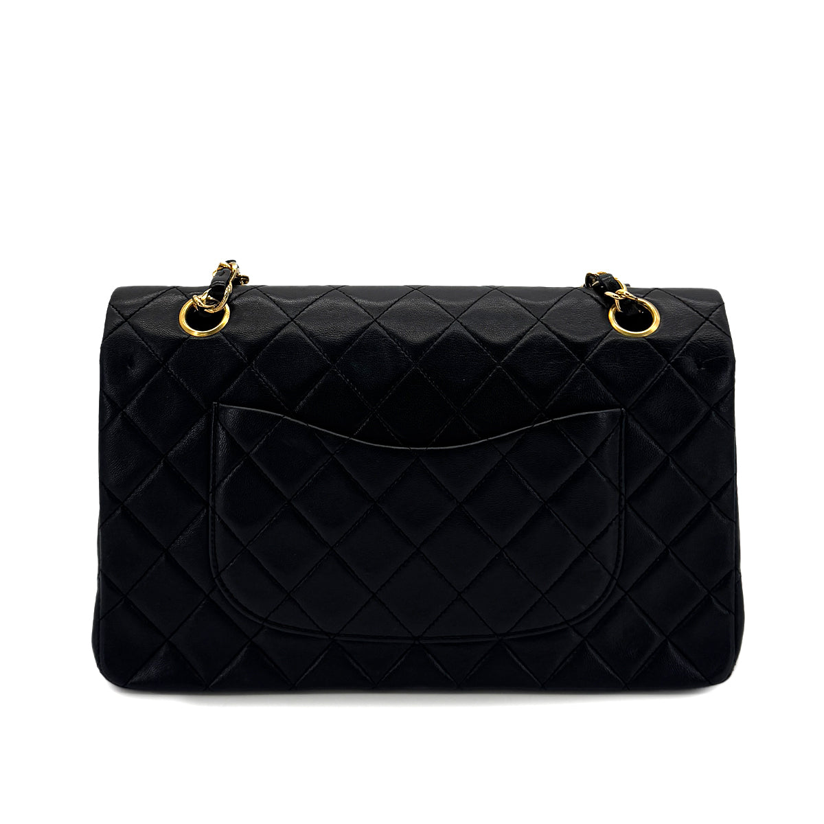 CHANEL VINTAGE CLASSIC FLAP MEDIUM CHAIN SHOULDER BAG BLACK LAMB SKIN 90284563