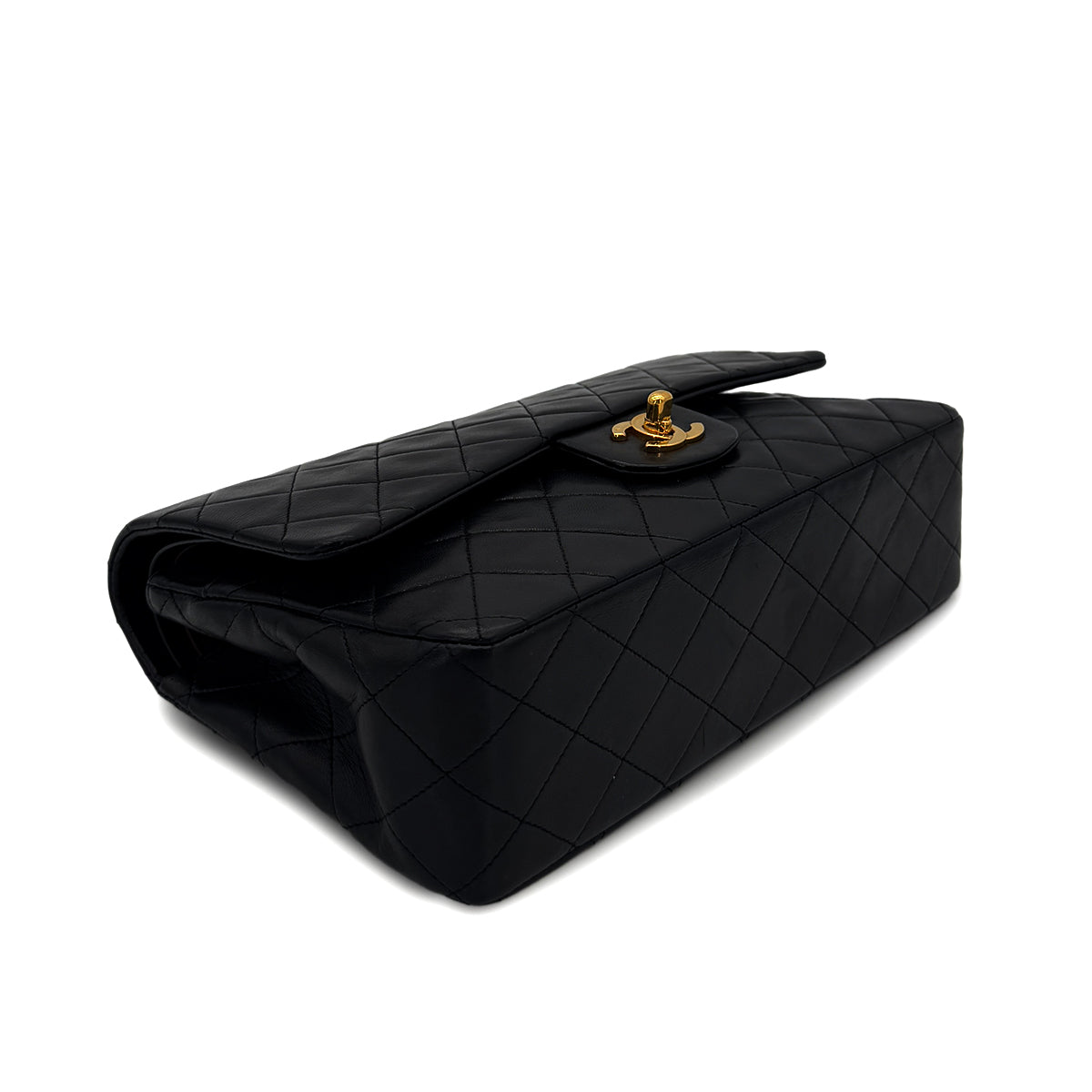 CHANEL VINTAGE CLASSIC FLAP MEDIUM CHAIN SHOULDER BAG BLACK LAMB SKIN 90284563