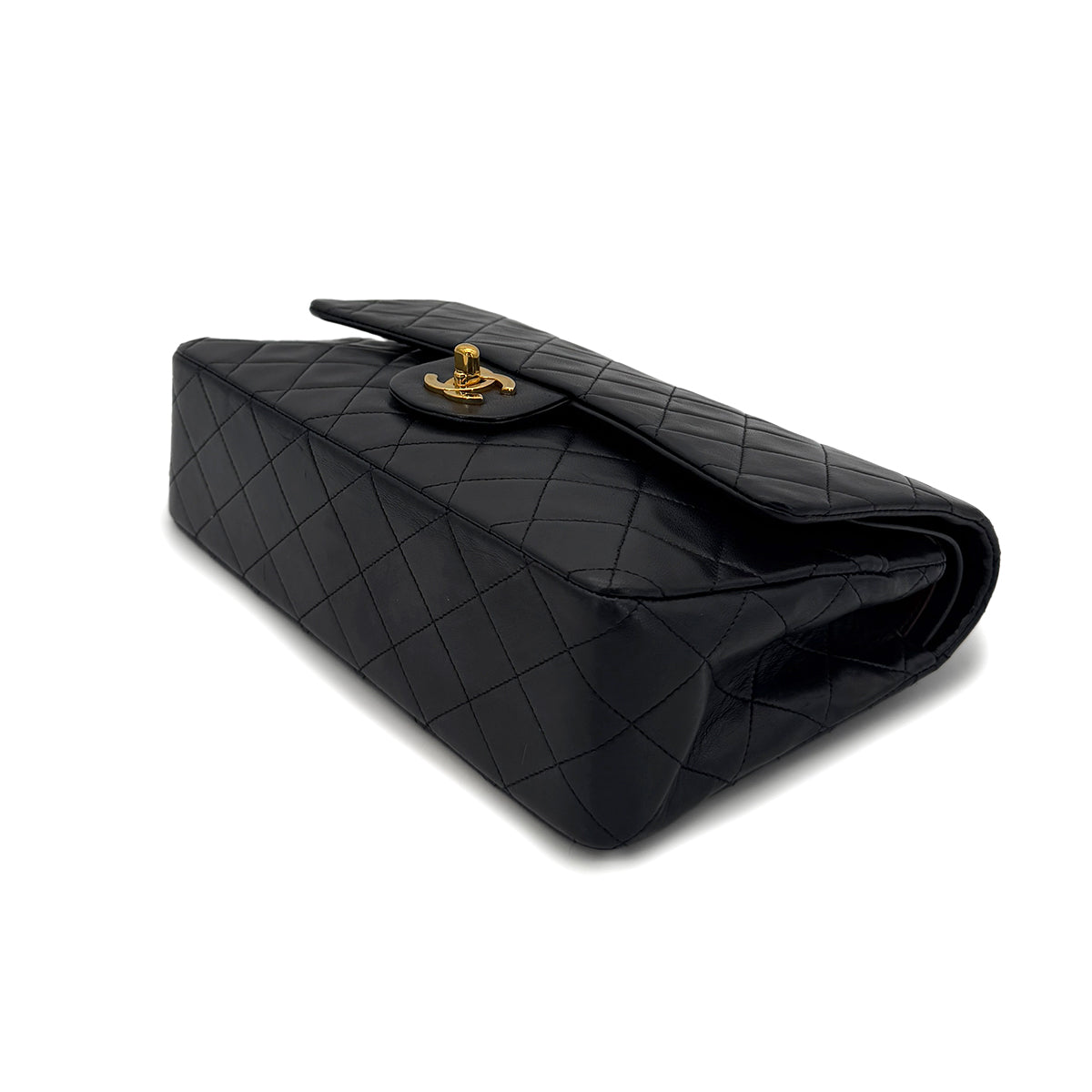 CHANEL VINTAGE CLASSIC FLAP MEDIUM CHAIN SHOULDER BAG BLACK LAMB SKIN 90284563