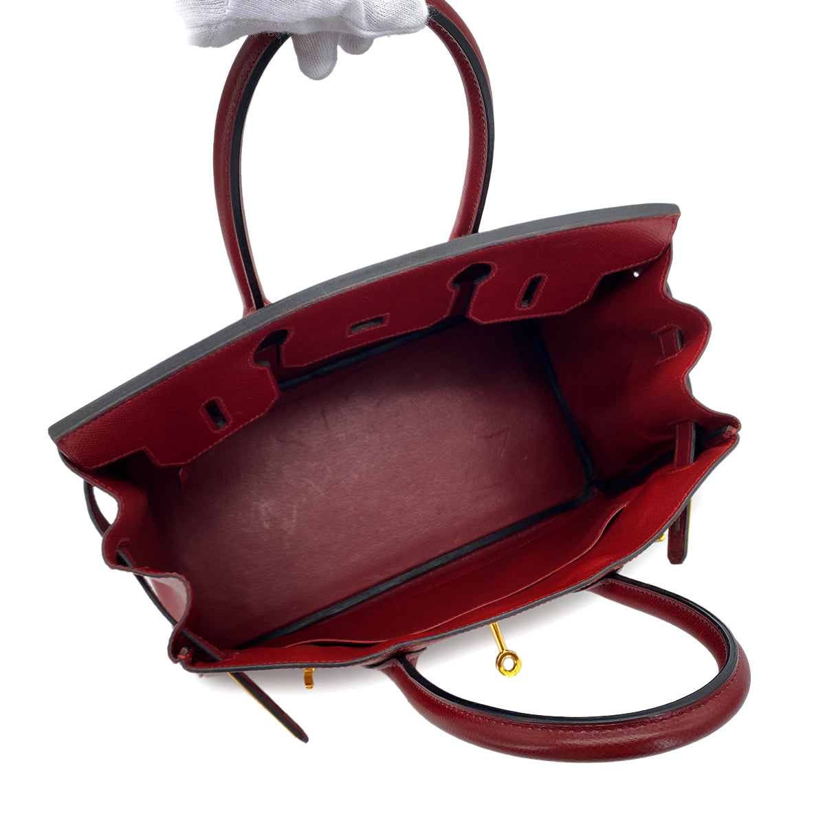 HERMES BIRKIN 30 ROUGE H COURCHEVEL HAND BAG 〇Z GHW 90284568