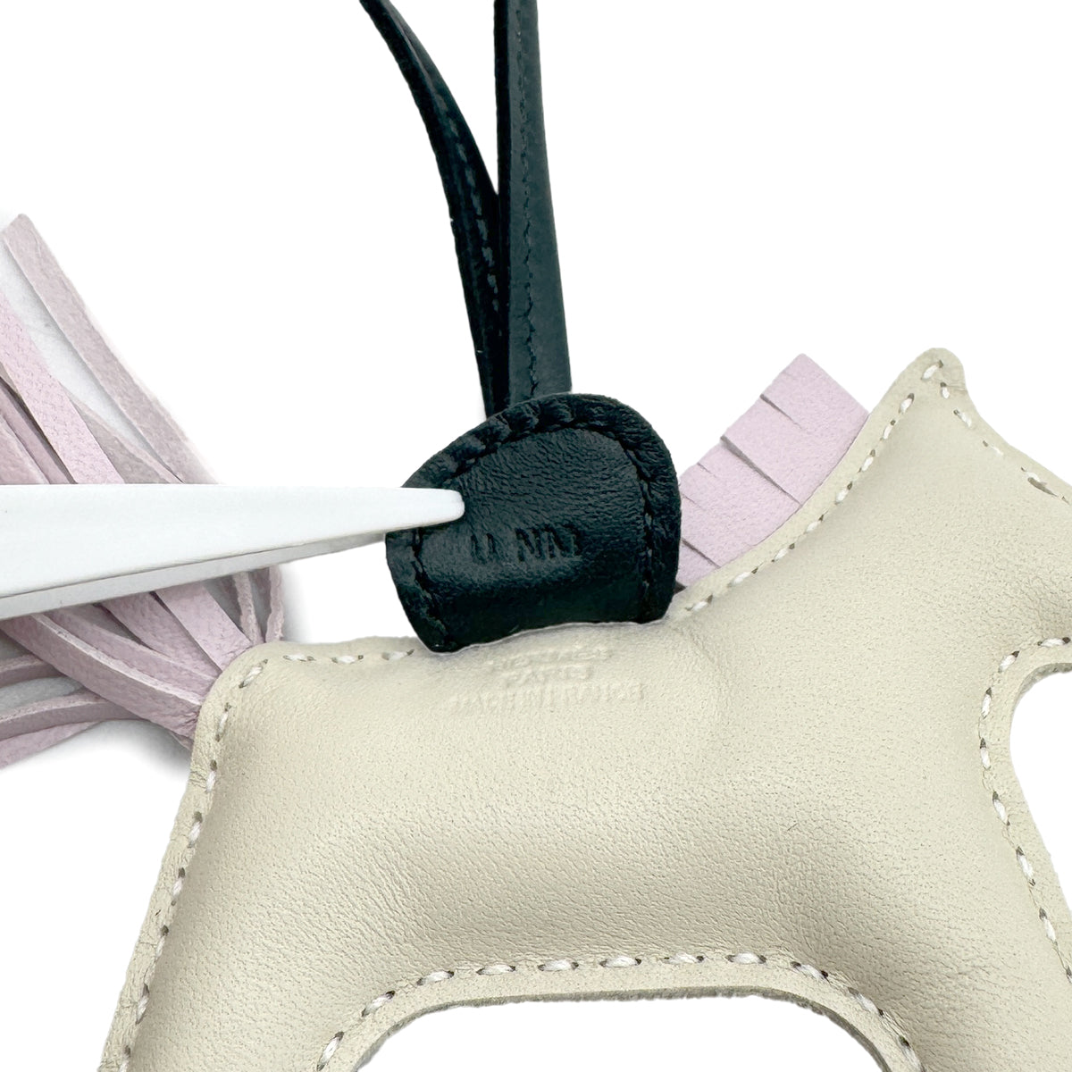 HERMES BAG CHARM RODEO PM CRAIE MAUVE PALE VERT CYPRES AGNEAU MILO 90284571