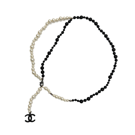 CHANEL BELT COCOMARK FAKEPEARL BLACK WHITE ACCESSORY B14B 90284575