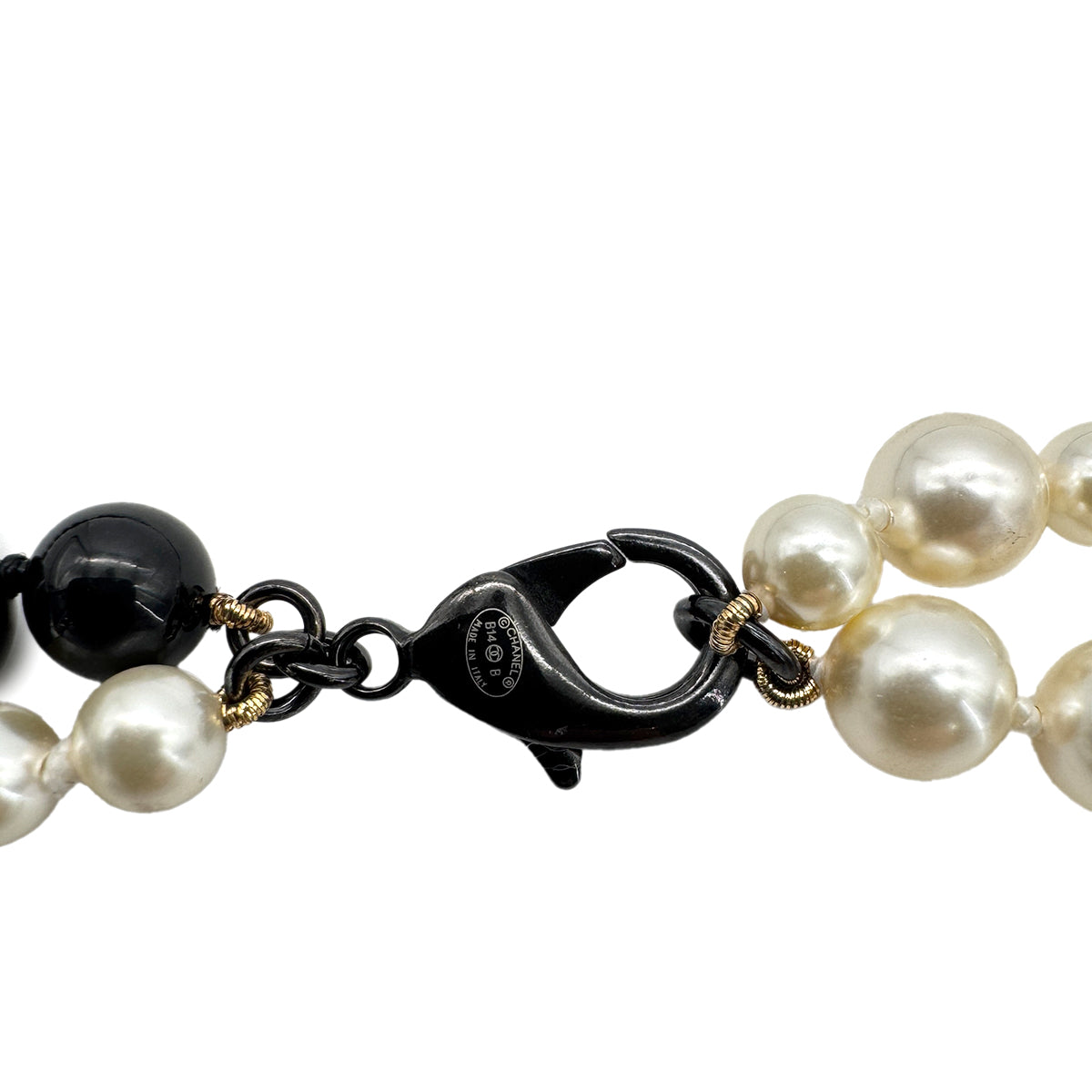 CHANEL BELT COCOMARK FAKEPEARL BLACK WHITE ACCESSORY B14B 90284575