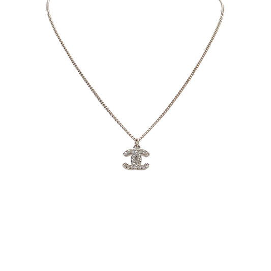 CHANEL NECKLACE COCOMARK RHINESTONE SILVER ACCESSORY C12V 90284576