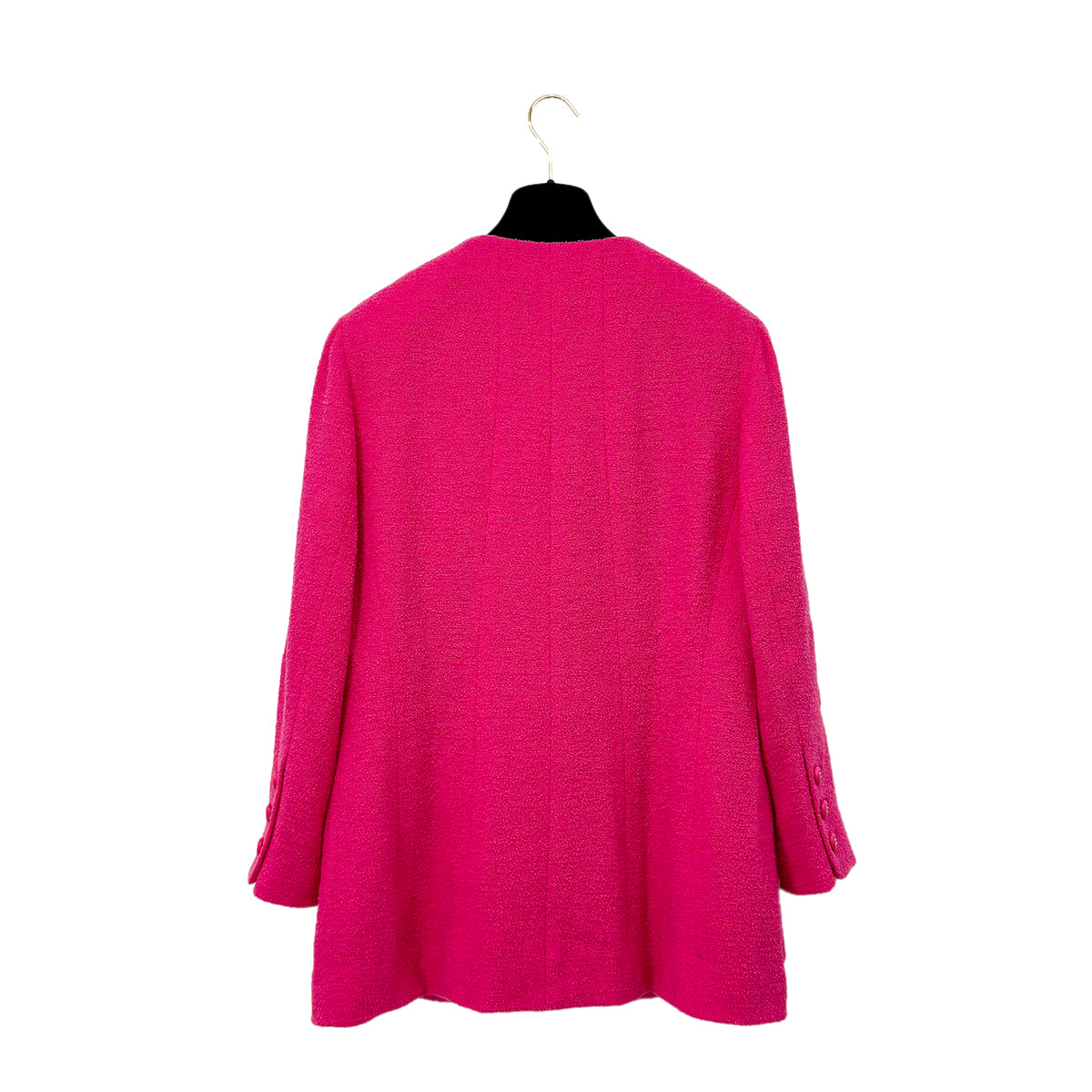 CHANEL VINTAGE COCO BUTTON JACKET PINK WOOL 42 RTW 90284577