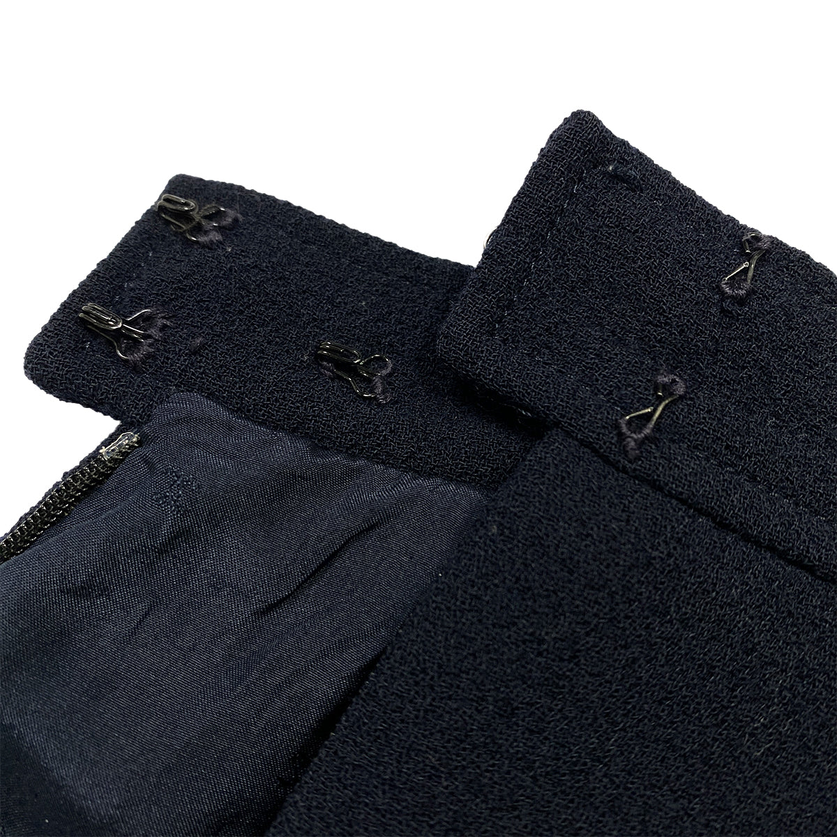 CHANEL VINTAGE COCO BUTTON FOUR POCKET WOOL JACKET SKIRT SET BLACK 36 RTW 90284580