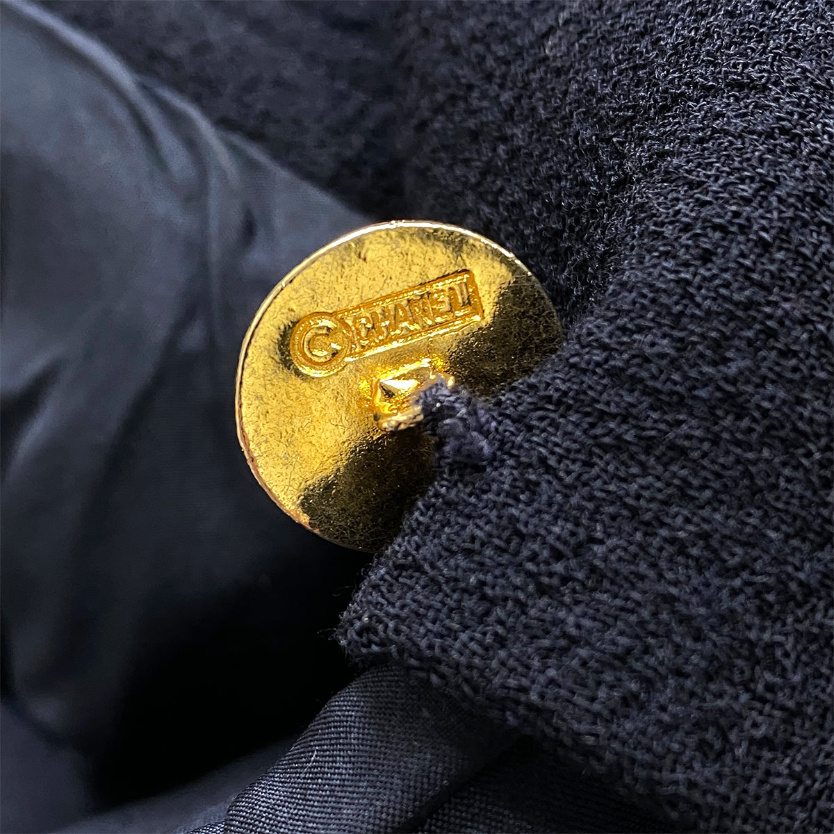 CHANEL VINTAGE COCO BUTTON FOUR POCKET WOOL JACKET SKIRT SET BLACK 36 RTW 90284580