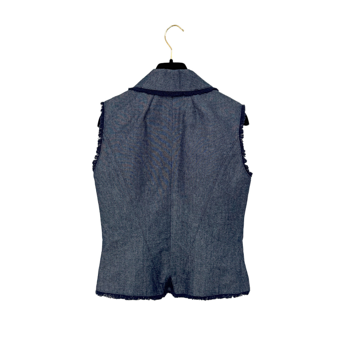 CHANEL VINTAGE IDENTIFICATION FRINGE DENIM VEST COTTON 38 P14 RTW 90284791
