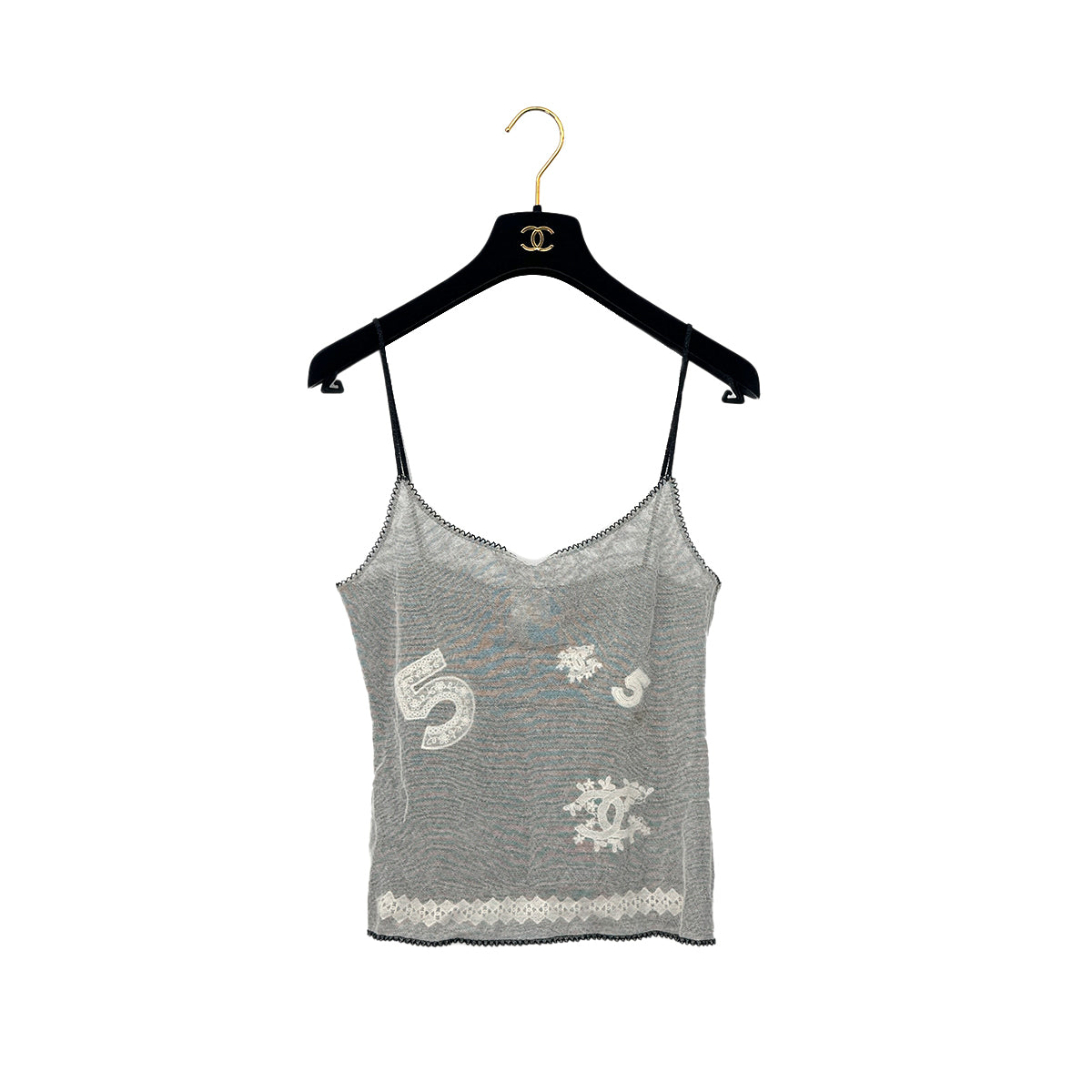 CHANEL VINTAGE COCOMARK RACE CAMISOLE TOP WHITE COTTON 40 P23 RTW 90284792