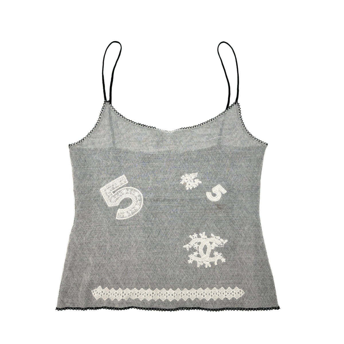 CHANEL VINTAGE COCOMARK RACE CAMISOLE TOP WHITE COTTON 40 P23 RTW 90284792