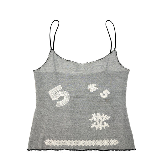 CHANEL VINTAGE COCOMARK RACE CAMISOLE TOP WHITE COTTON 40 P23 RTW 90284792