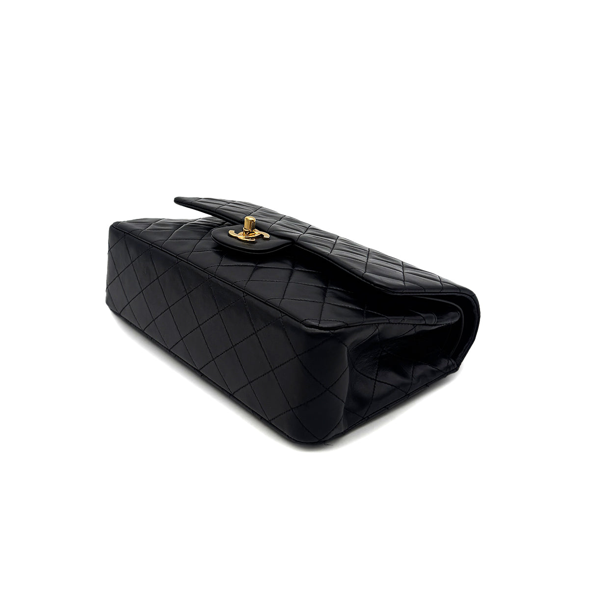 CHANEL VINTAGE CLASSIC FLAP MIDIUM CHAIN SHOULDER BAG BLACK LAMB SKIN 90284860