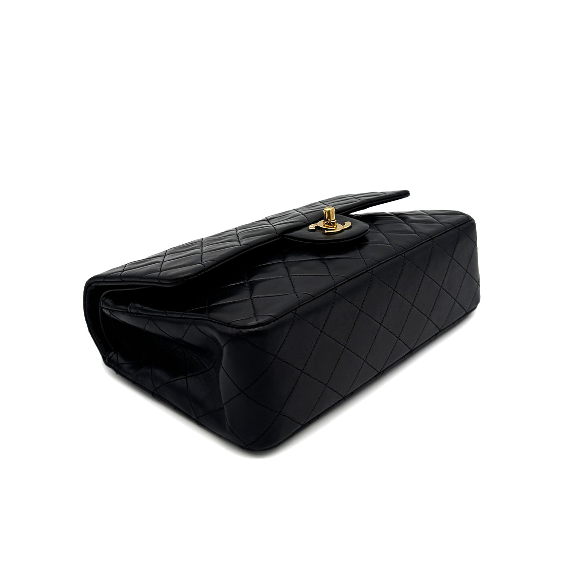 CHANEL VINTAGE CLASSIC FLAP MIDIUM CHAIN SHOULDER BAG BLACK LAMB SKIN 90284860