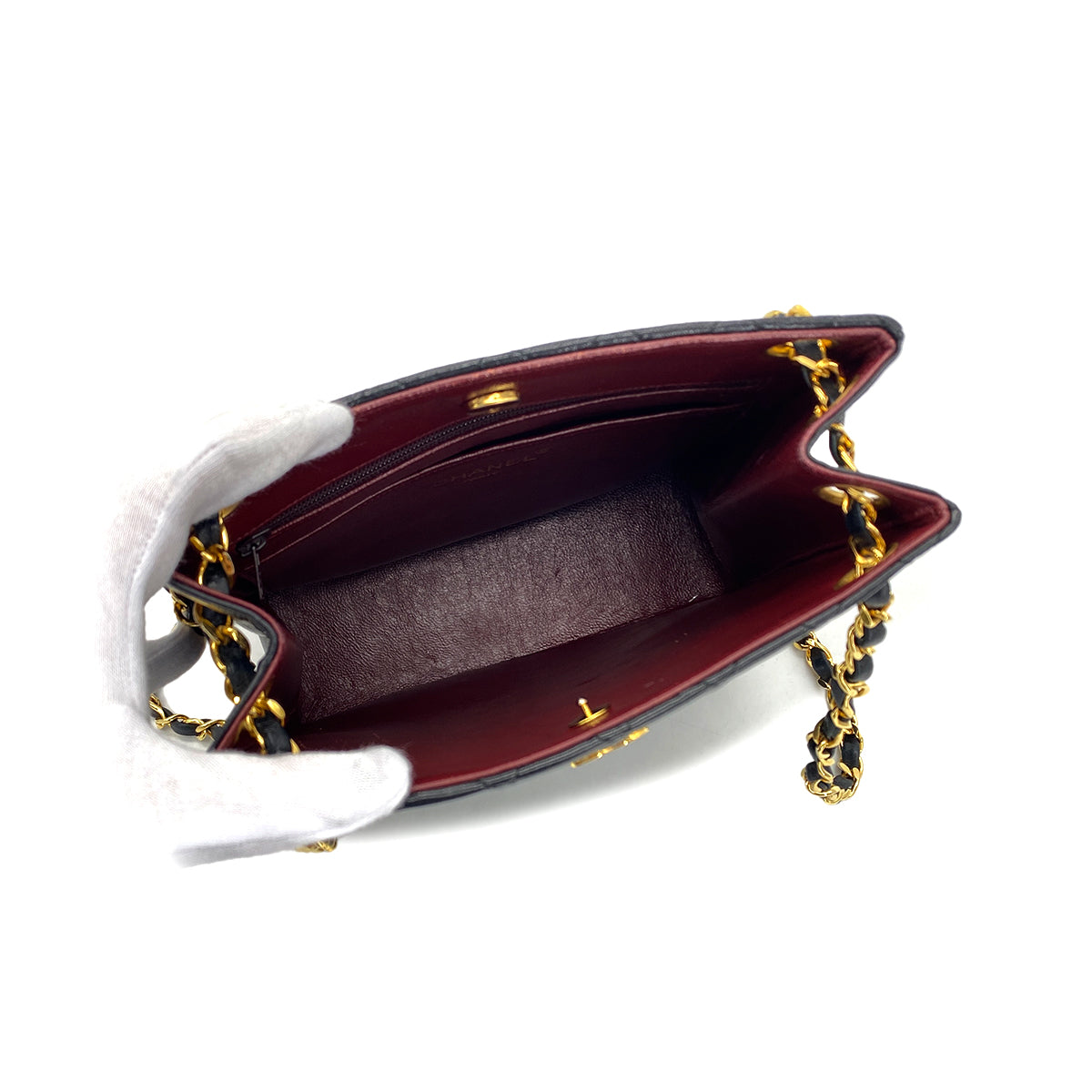 CHANEL VINTAGE MATELASSE CHAIN SHOULDER BAG BLACK LAMB SKIN 90284861