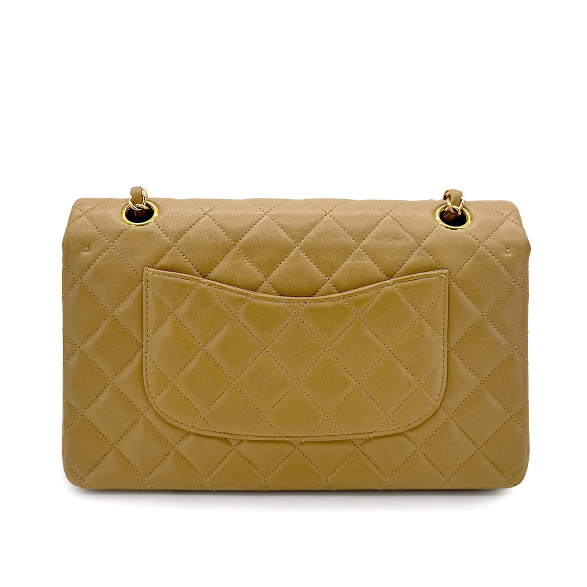 CHANEL VINTAGE CLASSIC FLAP MEDIUM CHAIN SHOULDER BAG BEIGE LAMB SKIN 90284868