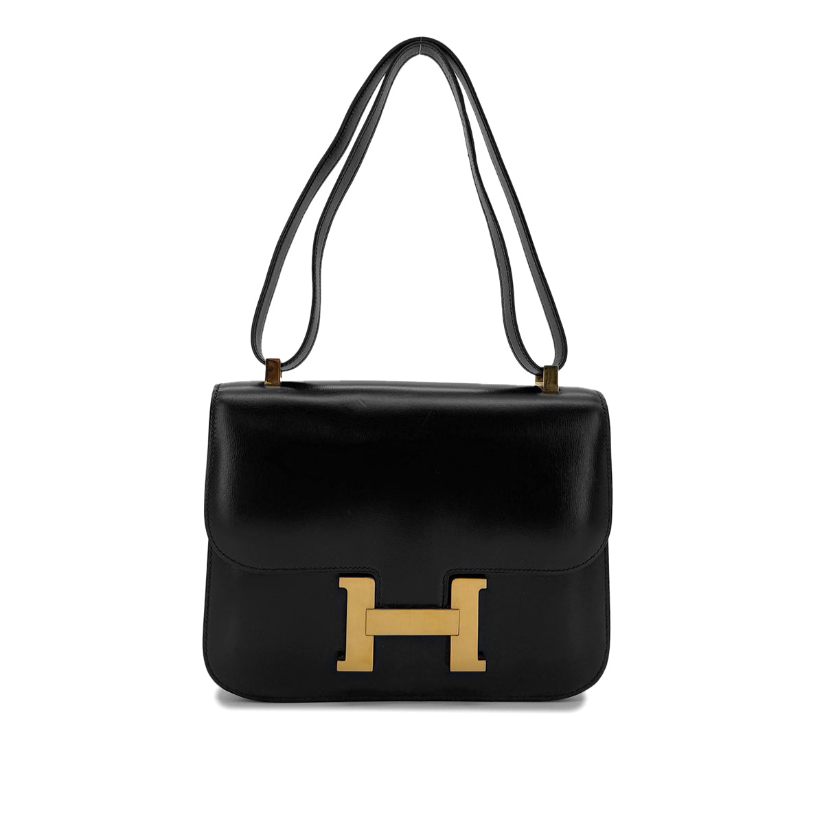 HERMES CONSTANCE 23 BLACK BOXCALF SHOULDER BAG 〇O GHW 90284874