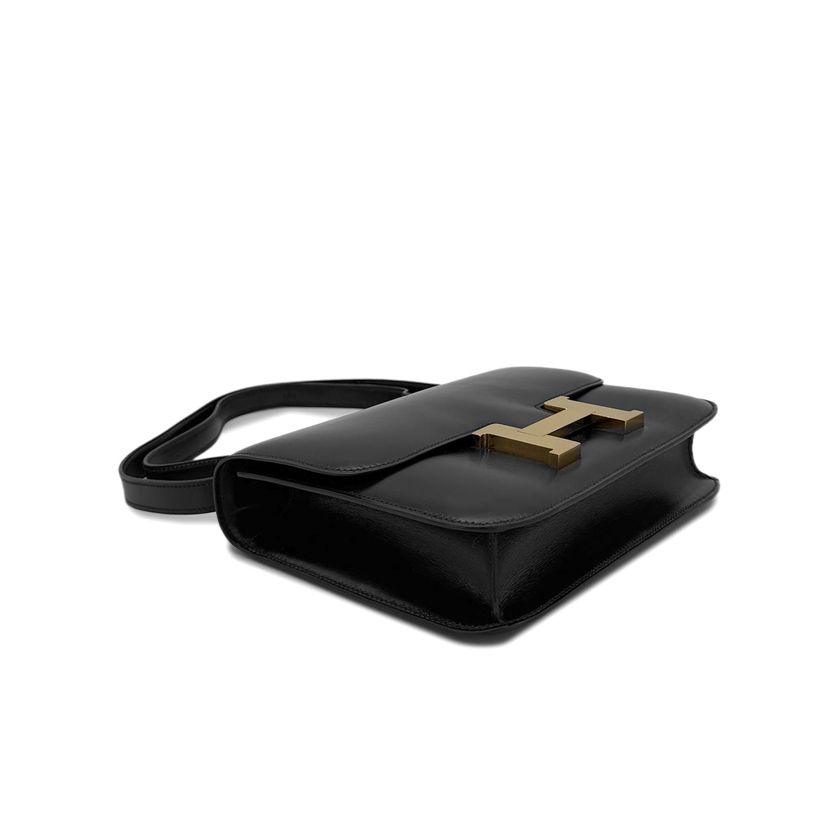 HERMES CONSTANCE 23 BLACK BOXCALF SHOULDER BAG 〇O GHW 90284874