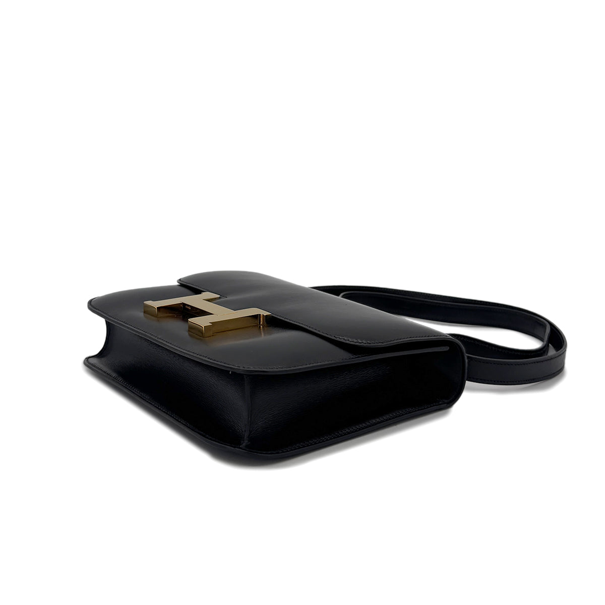HERMES CONSTANCE 23 BLACK BOXCALF SHOULDER BAG 〇O GHW 90284874