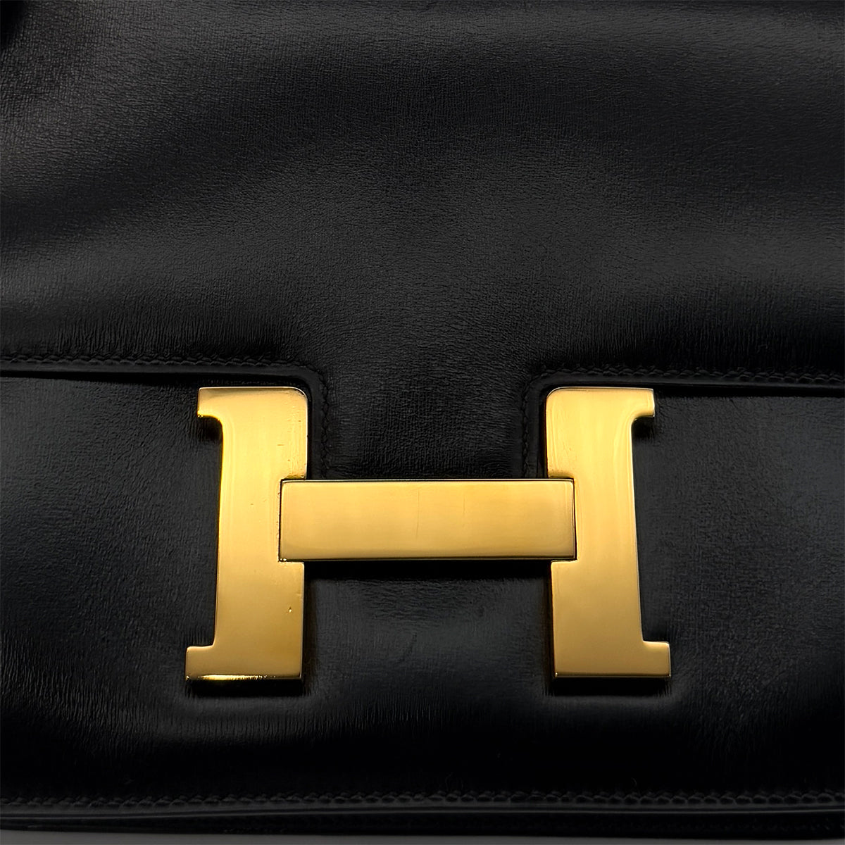 HERMES CONSTANCE 23 BLACK BOXCALF SHOULDER BAG 〇O GHW 90284874