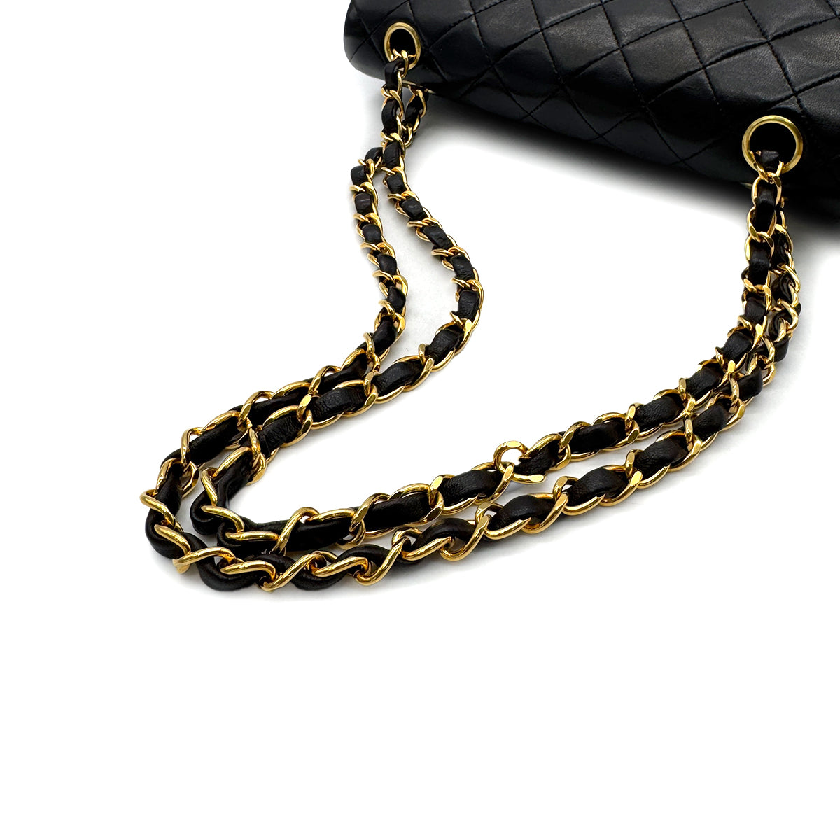 CHANEL VINTAGE CLASSIC FLAP SMALL CHAIN SHOULDER BAG BLACK LAMB SKIN 90284875