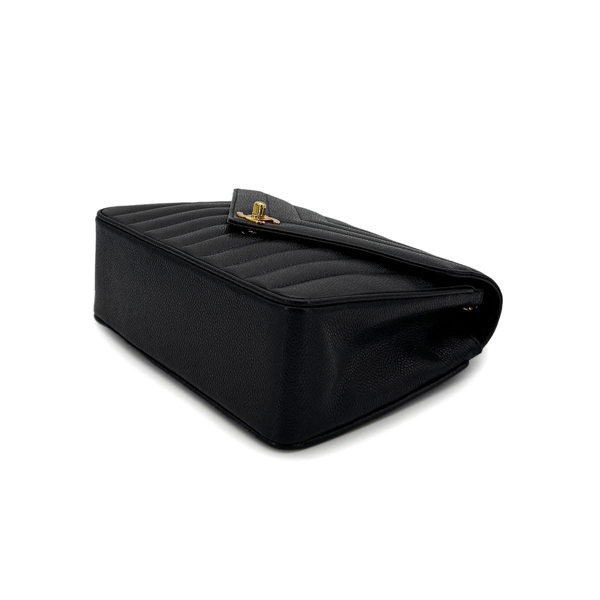 CHANEL VINTAGE V STITCH BLACK CHAIN SHOULDER BAG CAVIAR SKIN 90284876