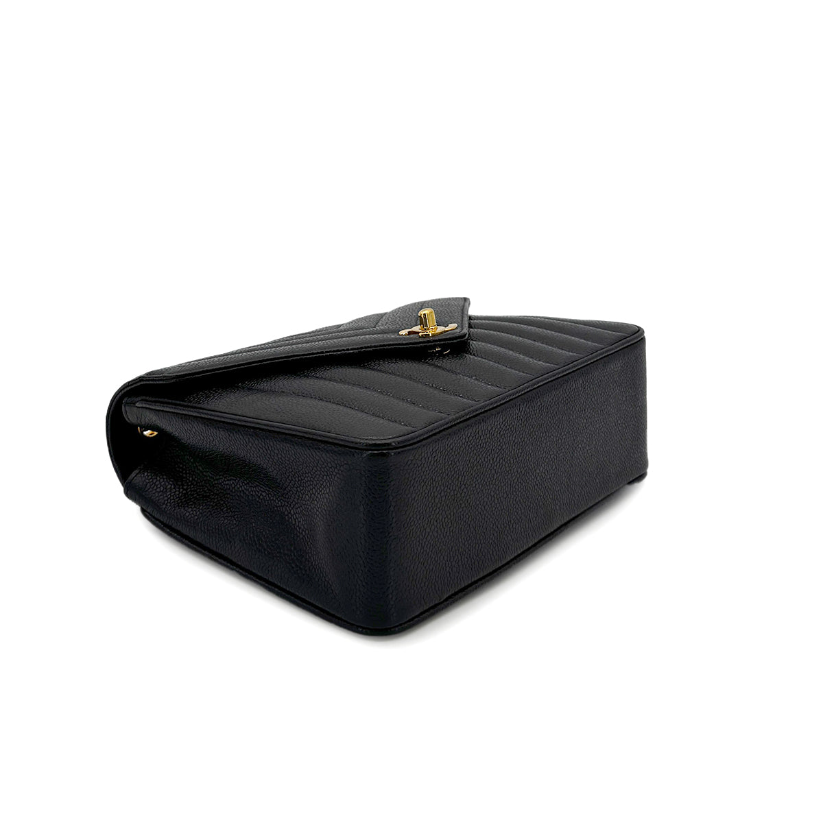 CHANEL VINTAGE V STITCH BLACK CHAIN SHOULDER BAG CAVIAR SKIN 90284876